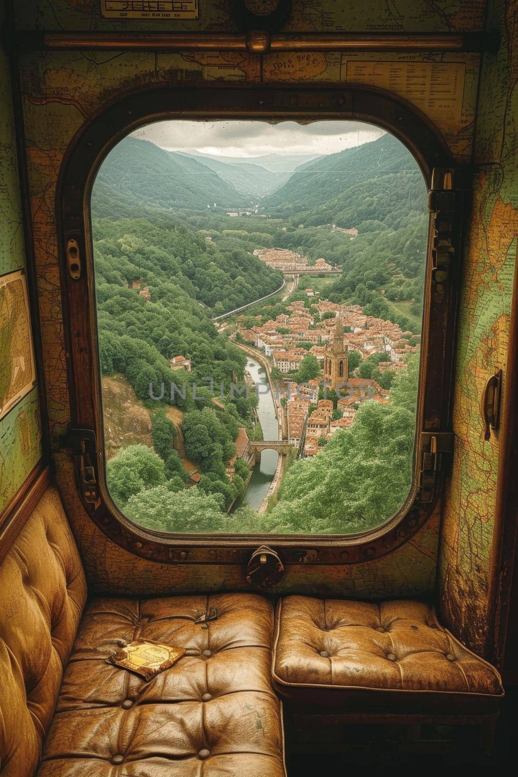 View of the city from the train window. 3d illustration by Lobachad