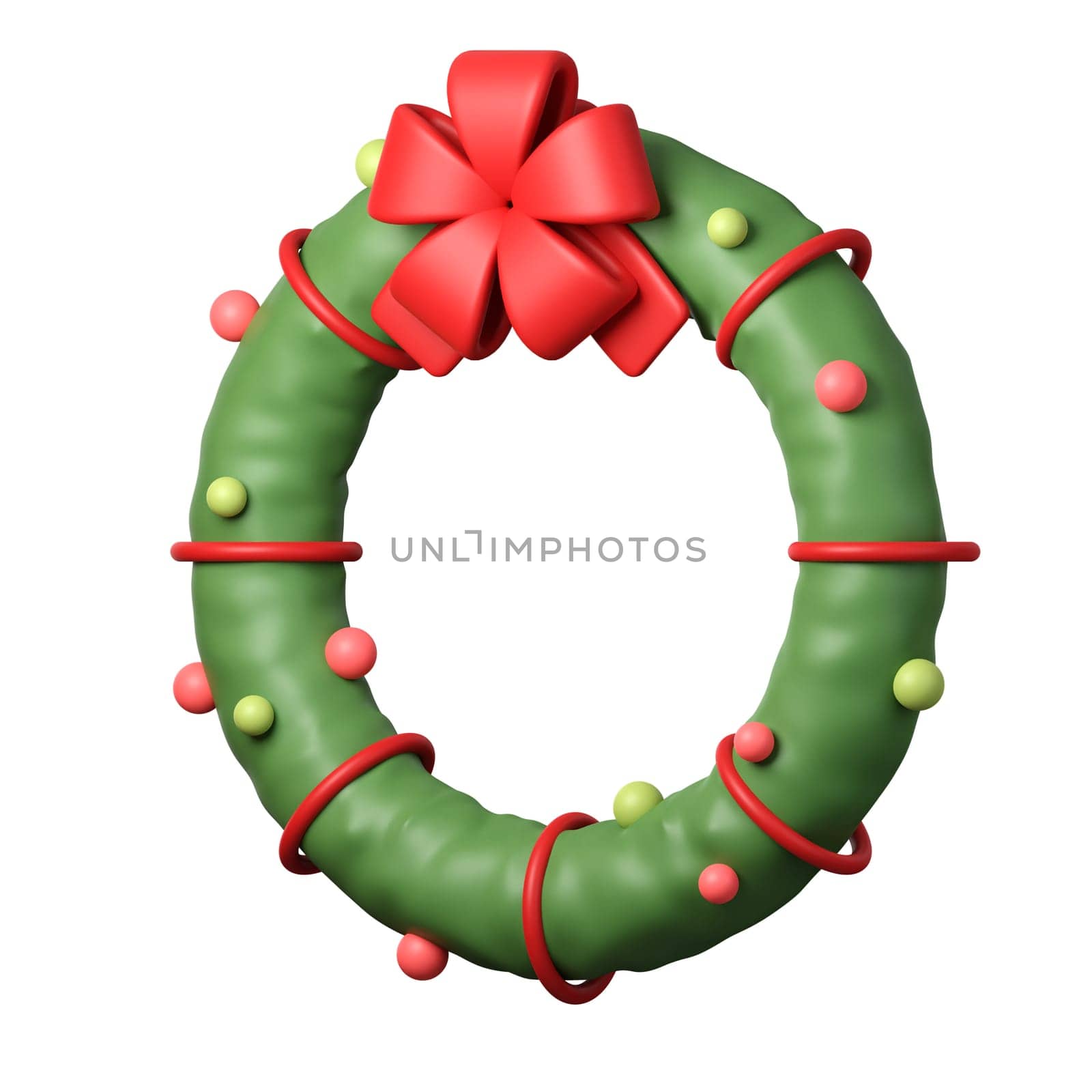 3d Christmas wreath icon. minimal decorative festive conical shape tree. New Year's holiday decor. 3d design element In cartoon style. Icon isolated on white background. 3d illustration by meepiangraphic
