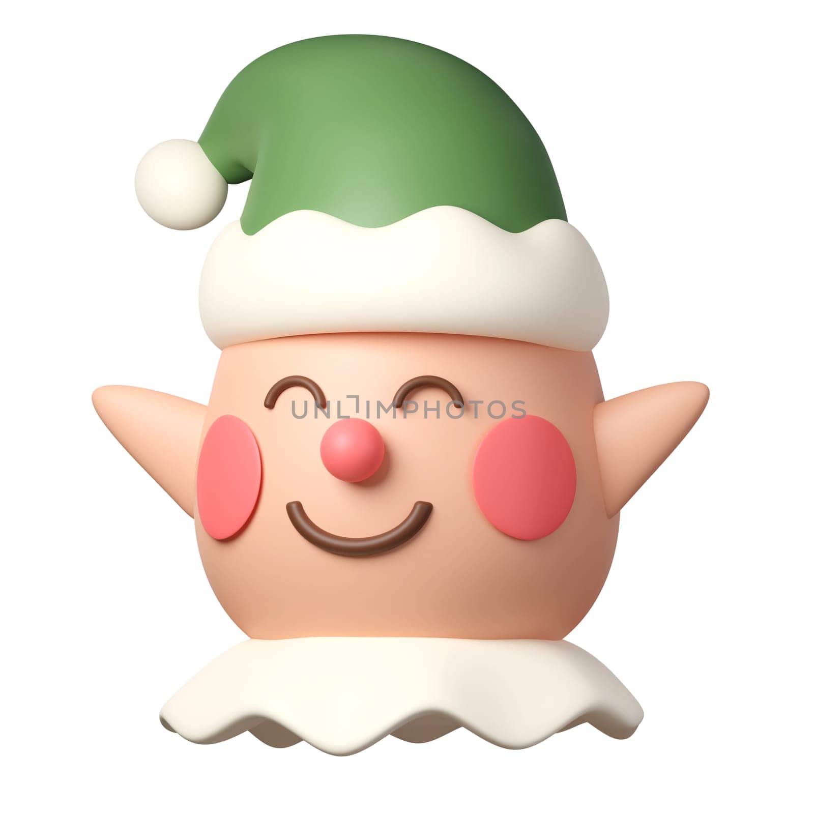 3d Christmas elf icon. minimal decorative festive conical shape tree. New Year's holiday decor. 3d design element In cartoon style. Icon isolated on white background. 3d illustration.
