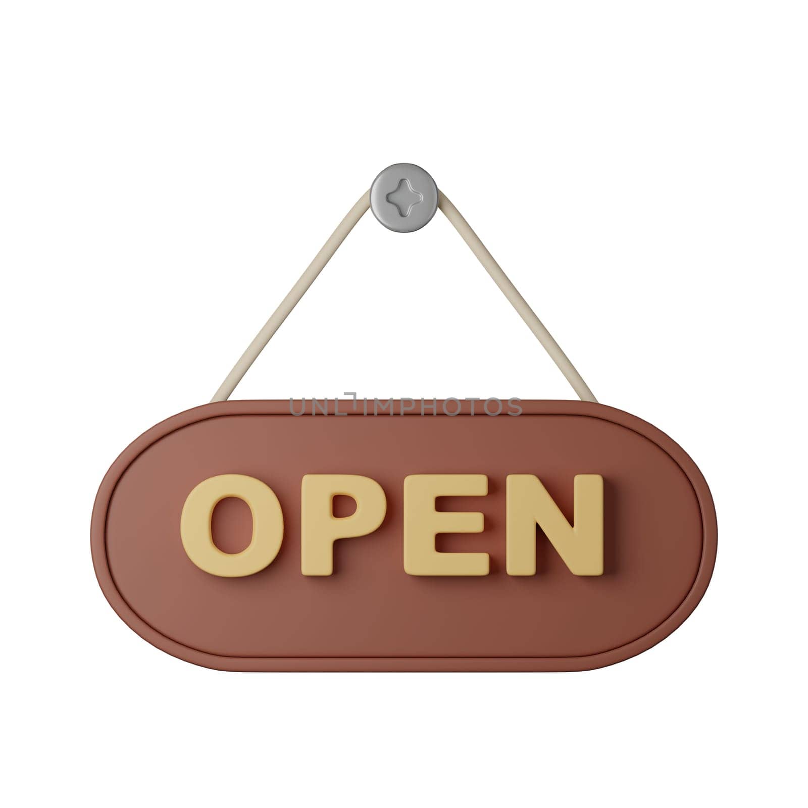 3d Color Hanging Open and Close Sign Board Set Plasticine Cartoon Style Isolated on a White Background. 3d illustration.
