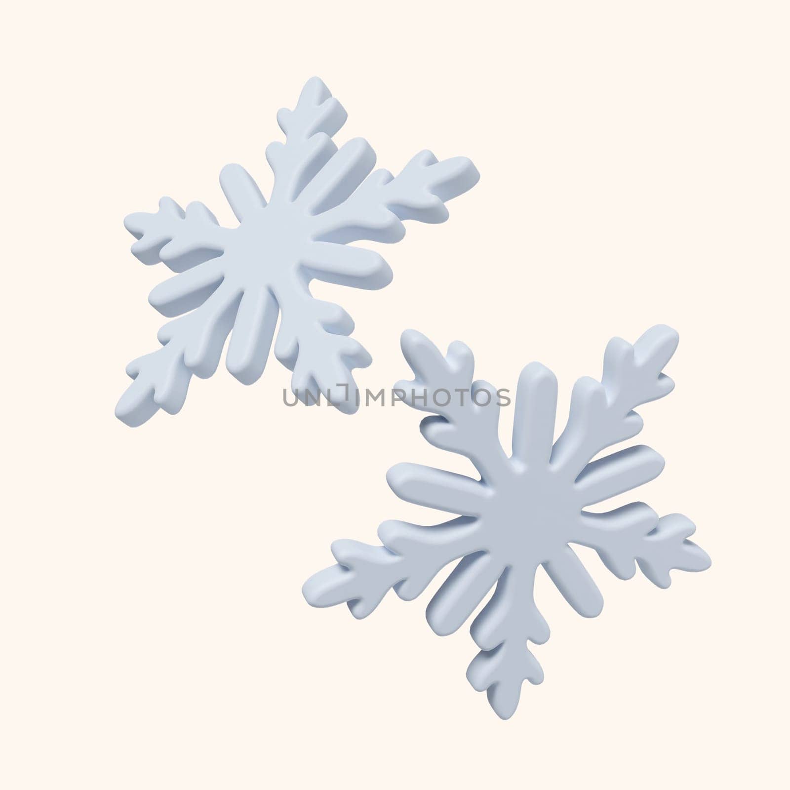 3d Christmas snowflake icon. minimal decorative festive conical shape tree. New Year's holiday decor. 3d design element In cartoon style. Icon isolated on white background. cute 3D illustration