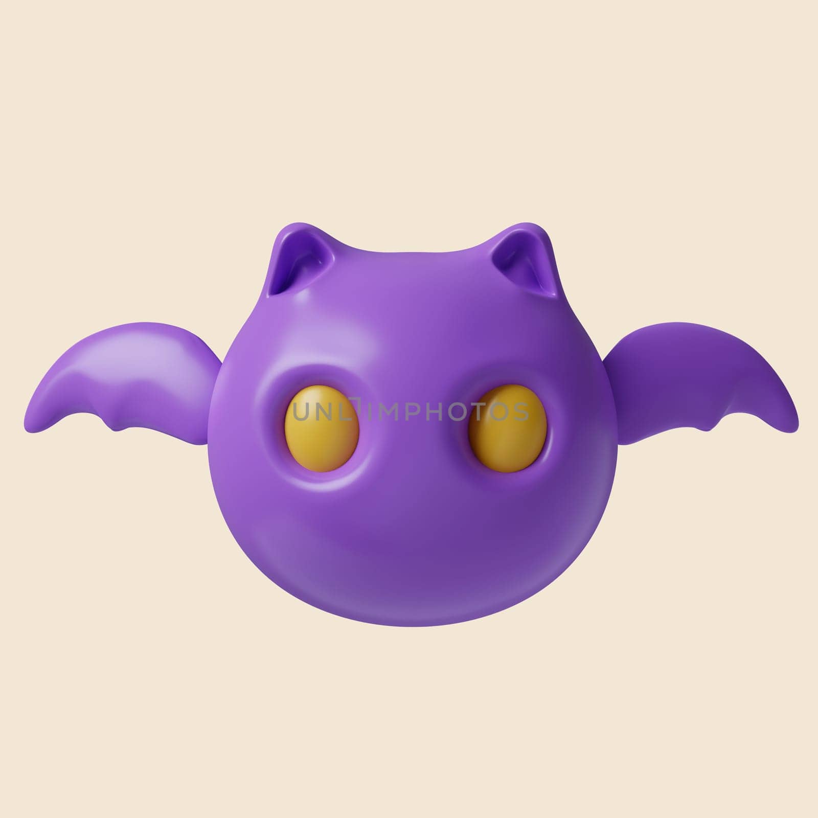 3d Halloween bat icon. Traditional element of decor for Halloween. icon isolated on gray background. 3d rendering illustration. Clipping path..