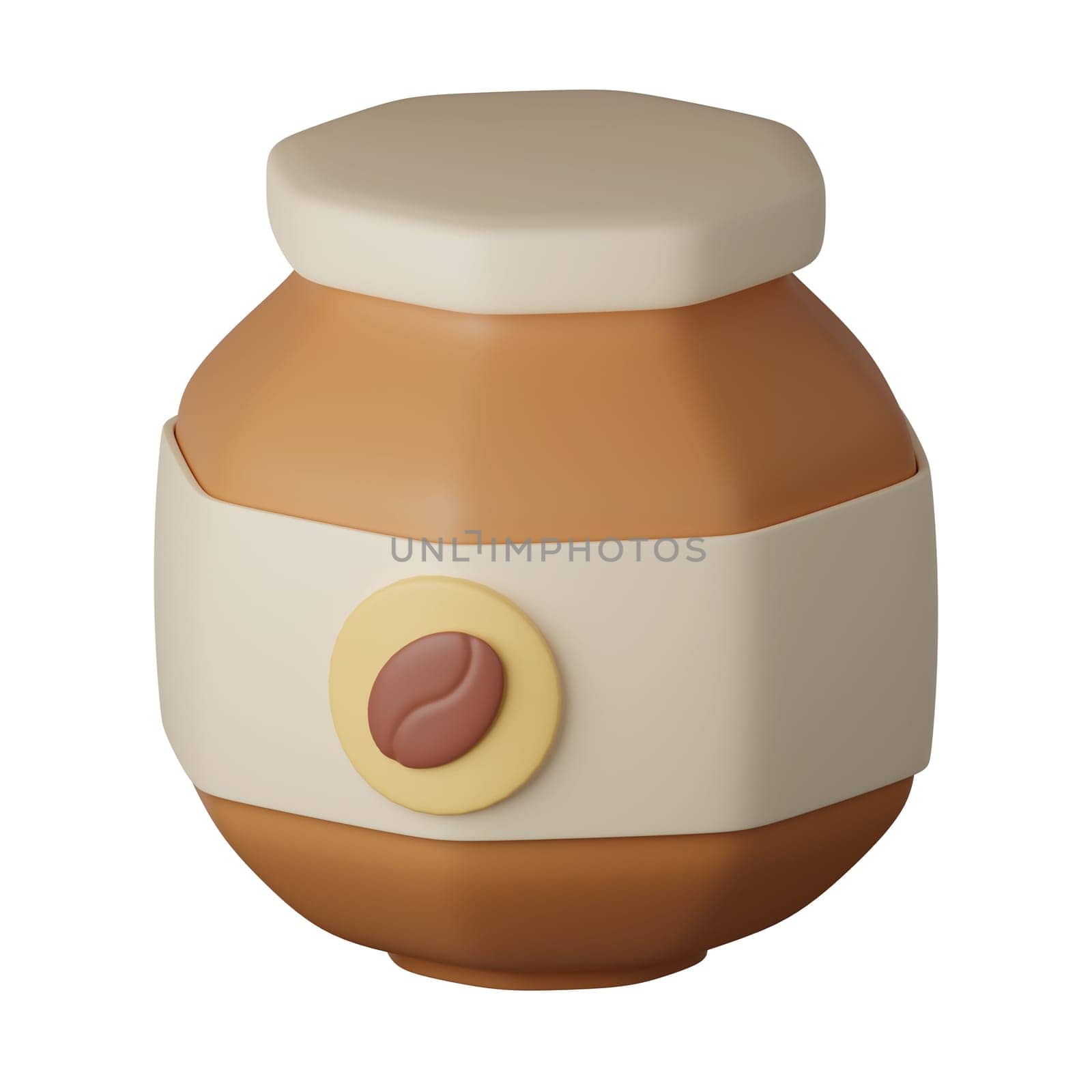 A bottle of Ground coffee Cartoon Style Isolated on a White Background. 3d illustration.