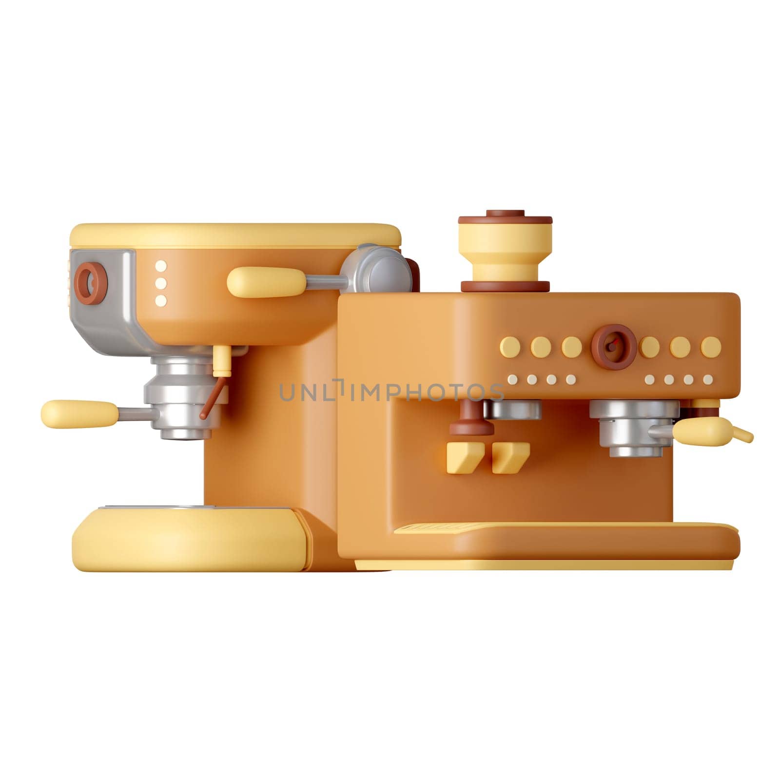 Coffee Machine Cartoon Style Isolated on a White Background. 3d illustration by meepiangraphic