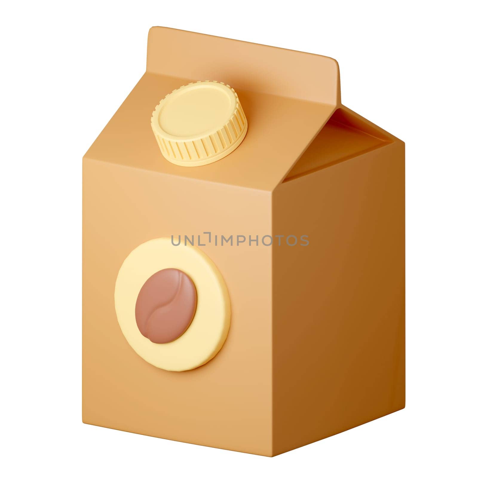 3d a carton coffee milk latte in Cartoon Style Isolated on a White Background. 3d illustration.