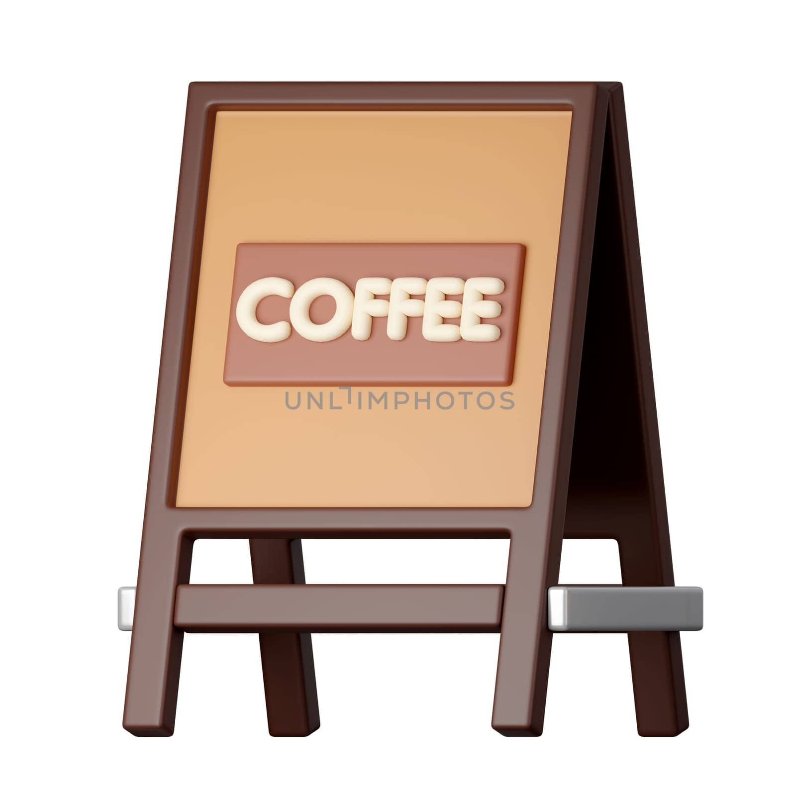 Coffee Shop Board Coffee sign outside 3d illustration.