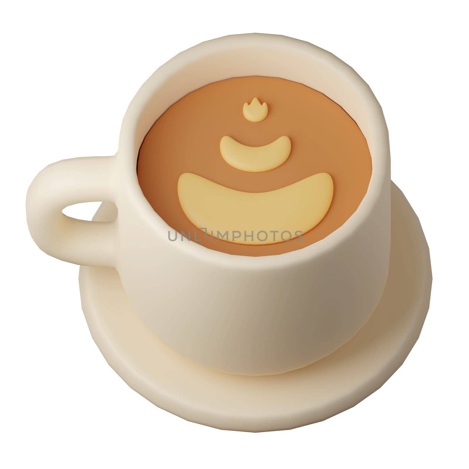 a cup of cappuccino coffee .latte. espresso Cartoon Style Isolated on a White Background. 3d illustration by meepiangraphic