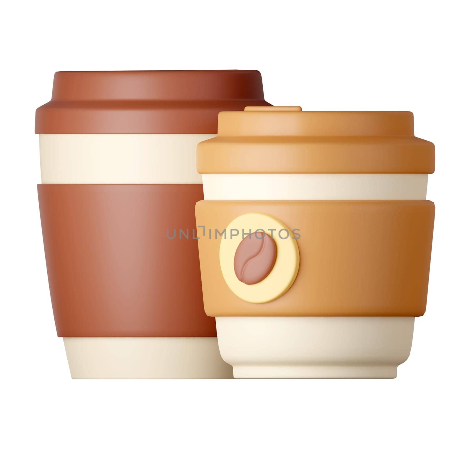 a coffee mug Cartoon Style Isolated on a White Background. 3d illustration by meepiangraphic