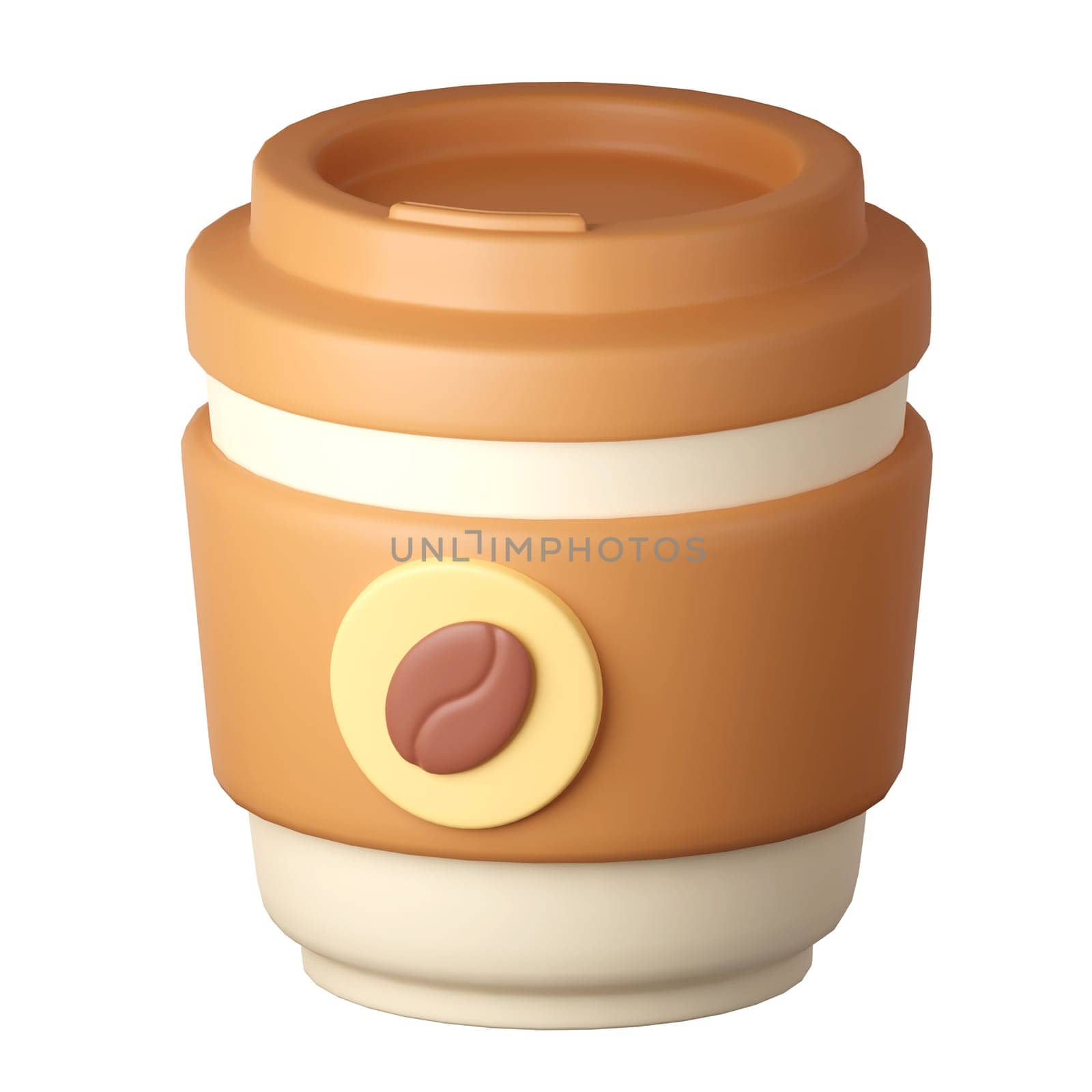 a coffee mug Cartoon Style Isolated on a White Background. 3d illustration.