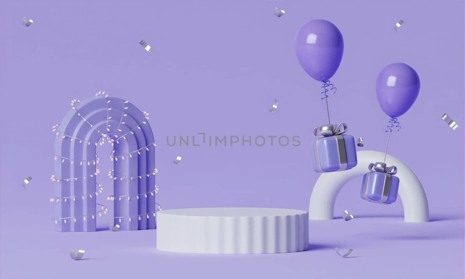 Minimal Abstract background, purple color gift box ,mockup for podium,modern stage, display or showcase.3d render illustration..