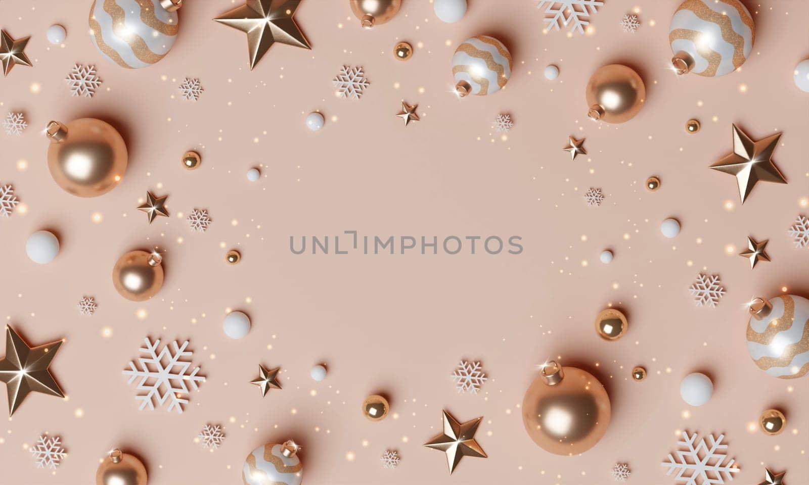 3d Christmas Abstract wallpaper. Realistic . Decorative festive elements glass bauble balls. Xmas holiday template podium. by meepiangraphic