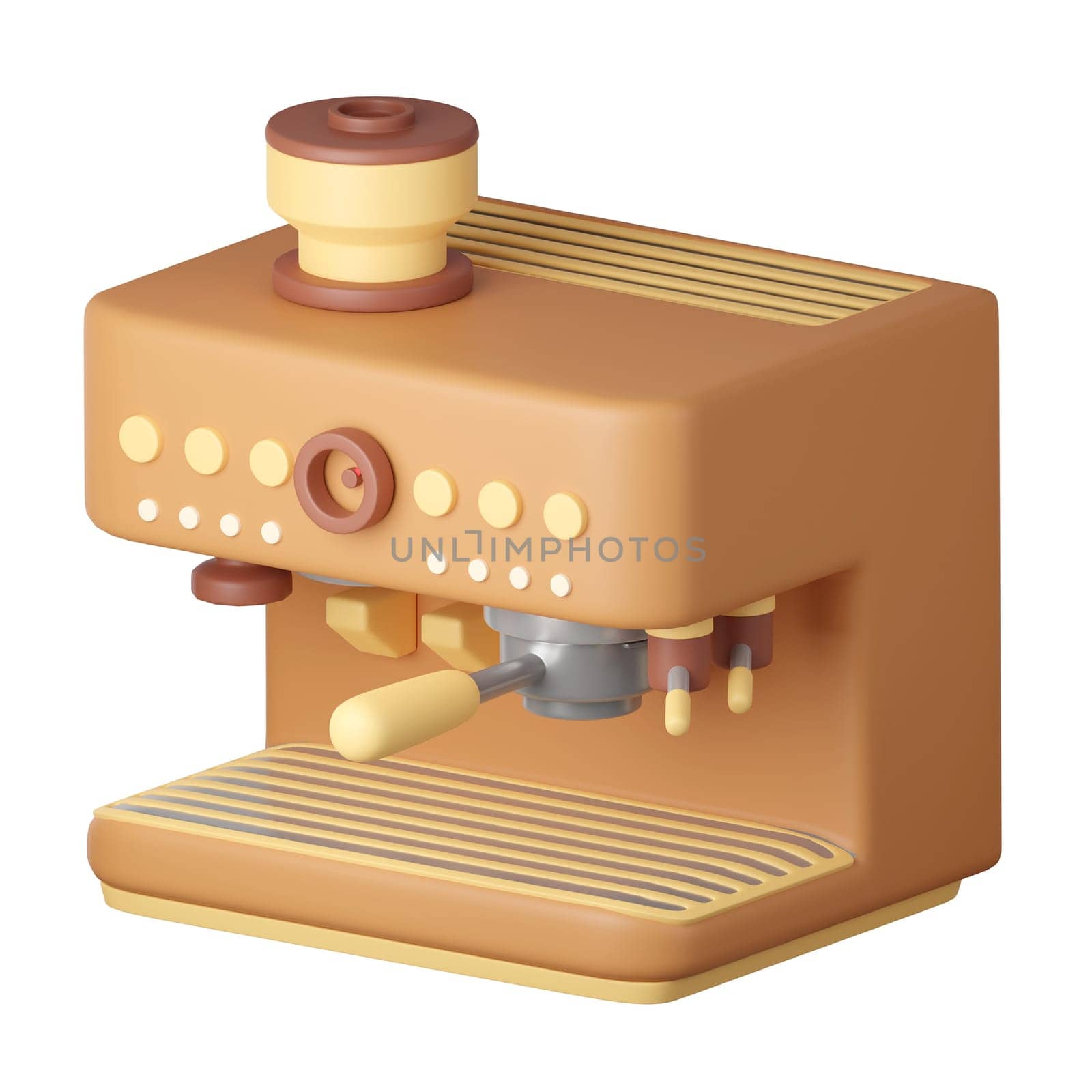 Coffee Machine Cartoon Style Isolated on a White Background. 3d illustration by meepiangraphic