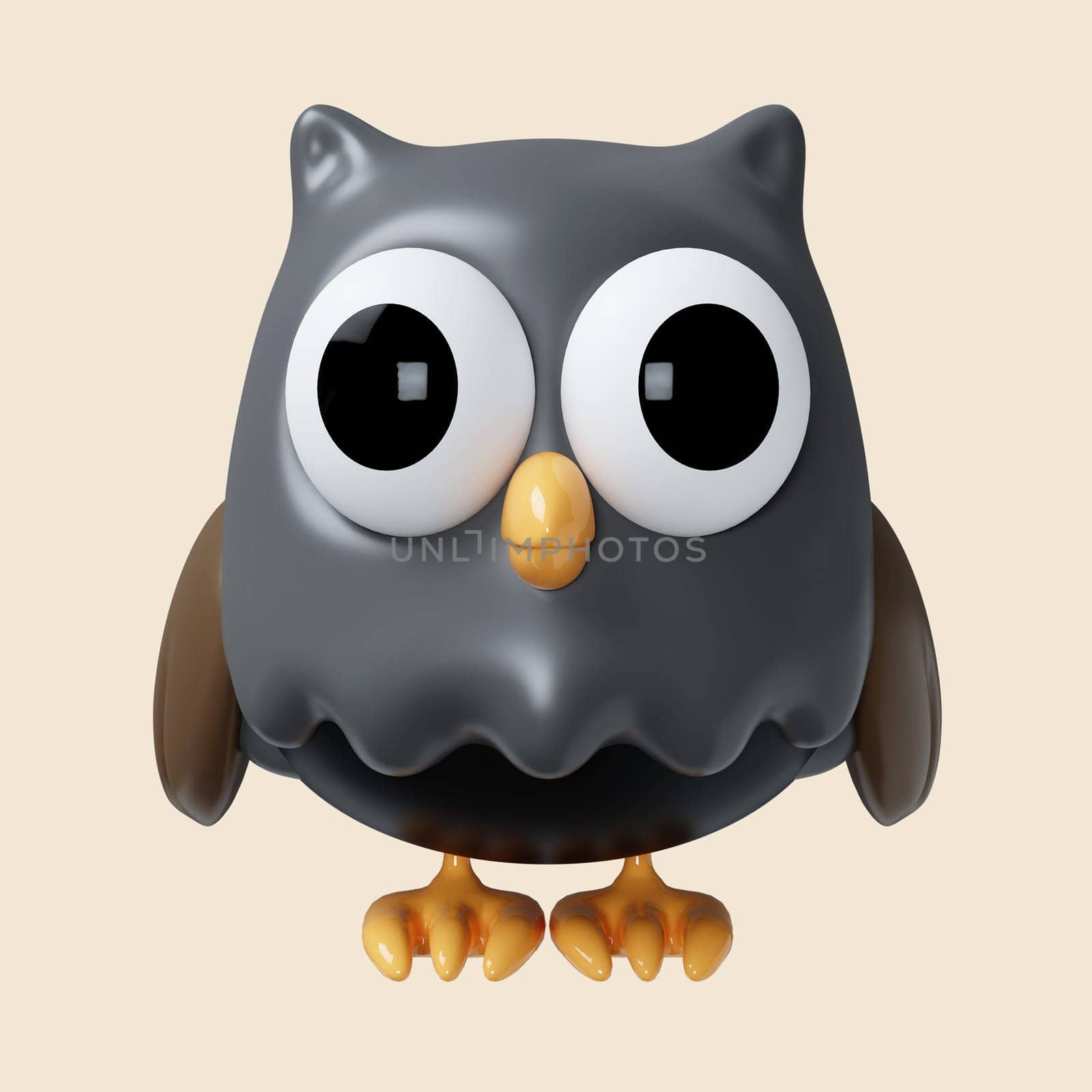 3d Halloween owl icon. Traditional element of decor for Halloween. icon isolated on gray background. 3d rendering illustration. Clipping path. by meepiangraphic