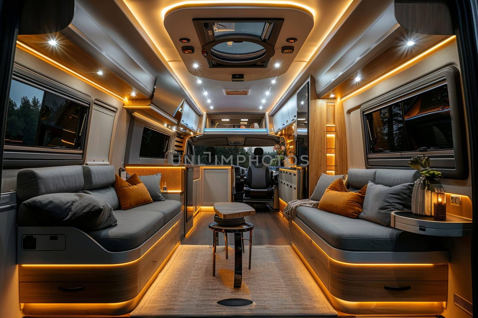 luxury living of camper van. camping concept.