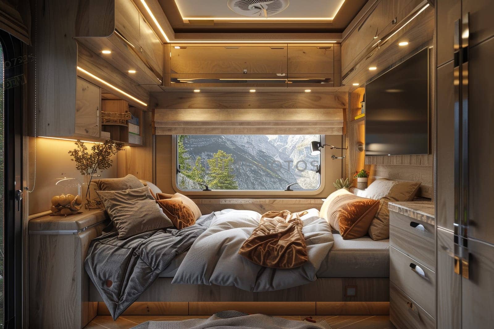 luxury bedroom of camper van. camping concept by itchaznong