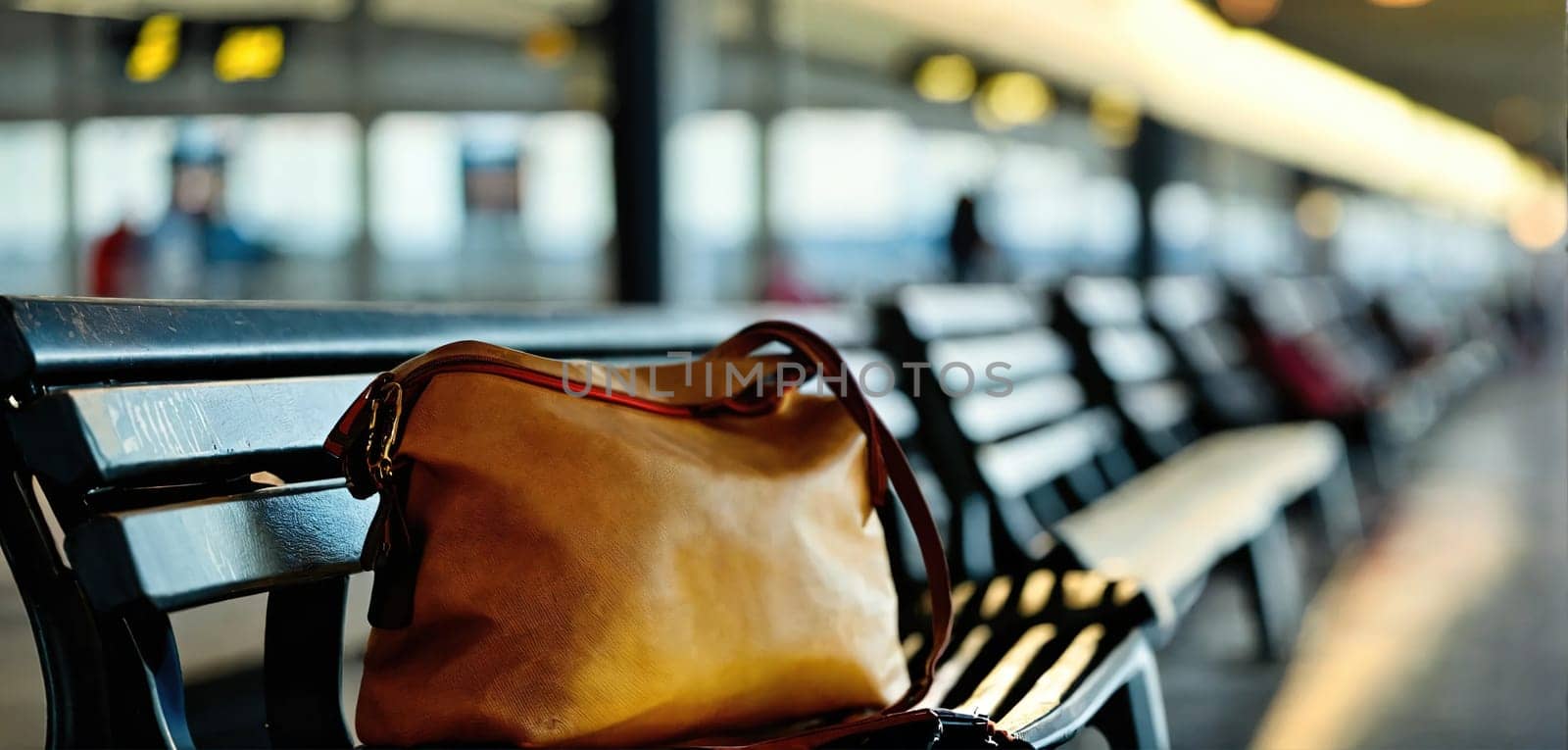 Bag at the airport. Generative AI. High quality photo