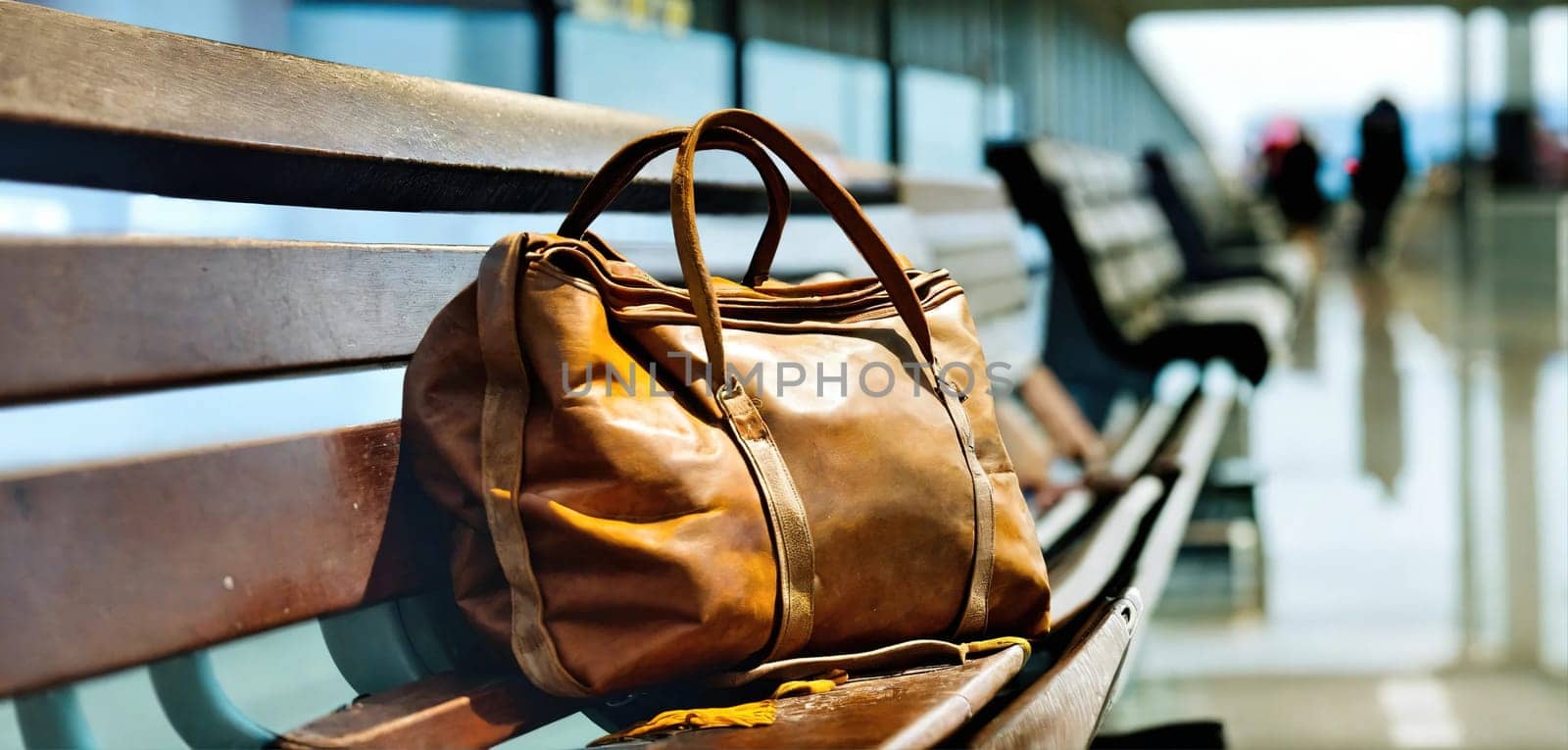 Bag at the airport. Generative AI. High quality photo