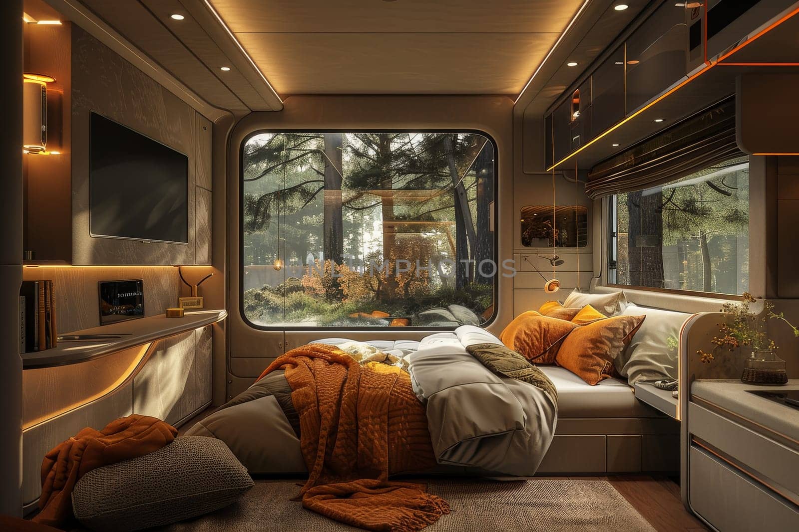 luxury bedroom of camper van. camping concept by itchaznong