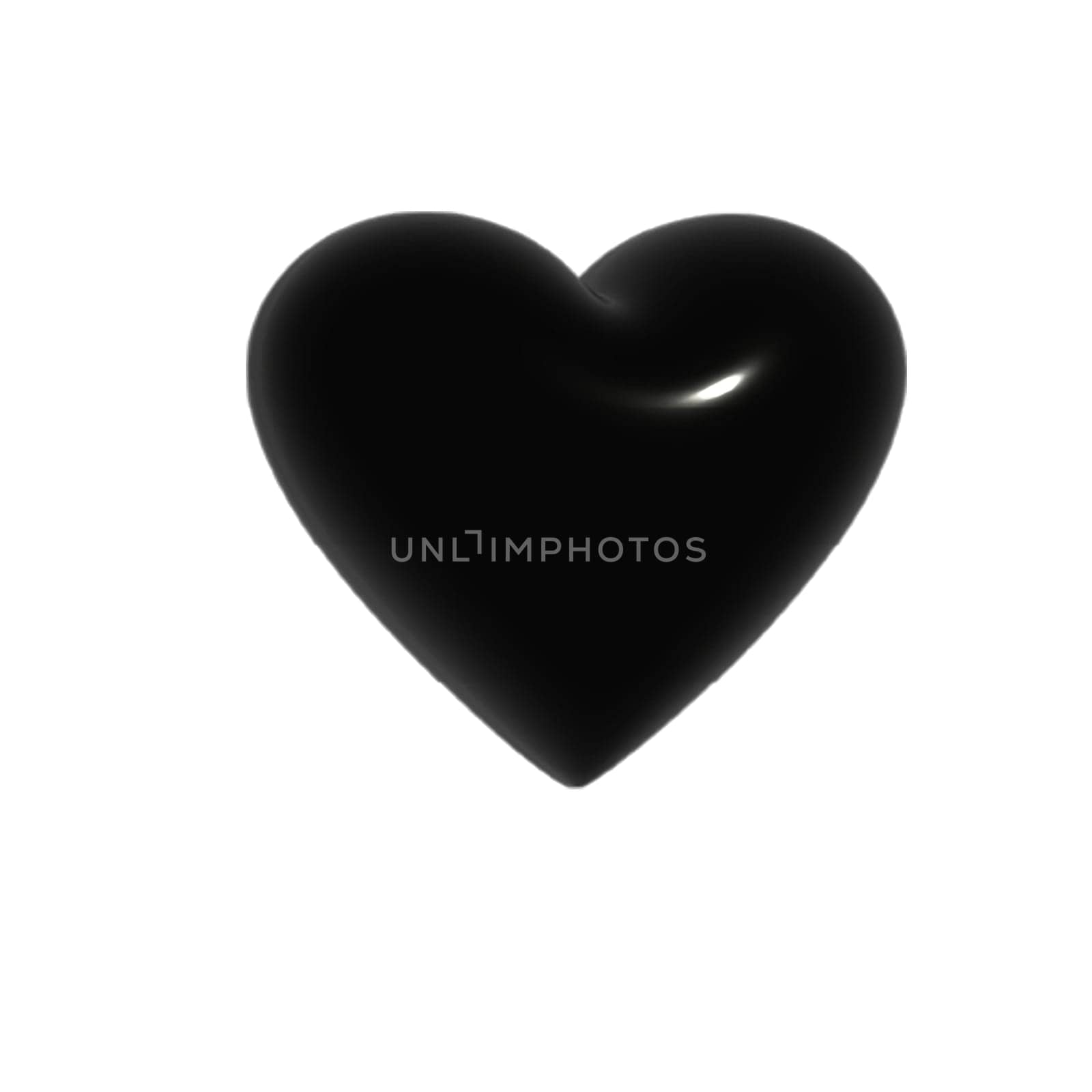 3D black shiny metallic heart shape illustration