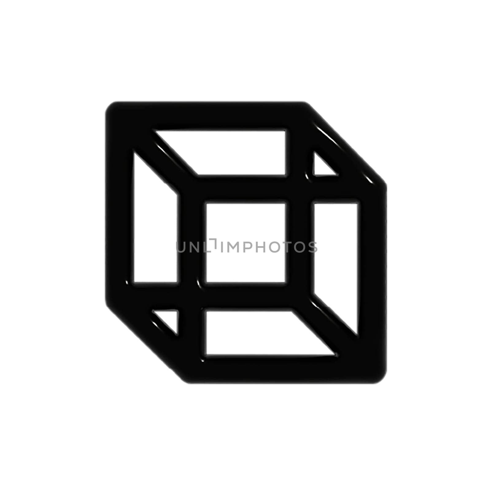 3D black square geometrical shape illustration