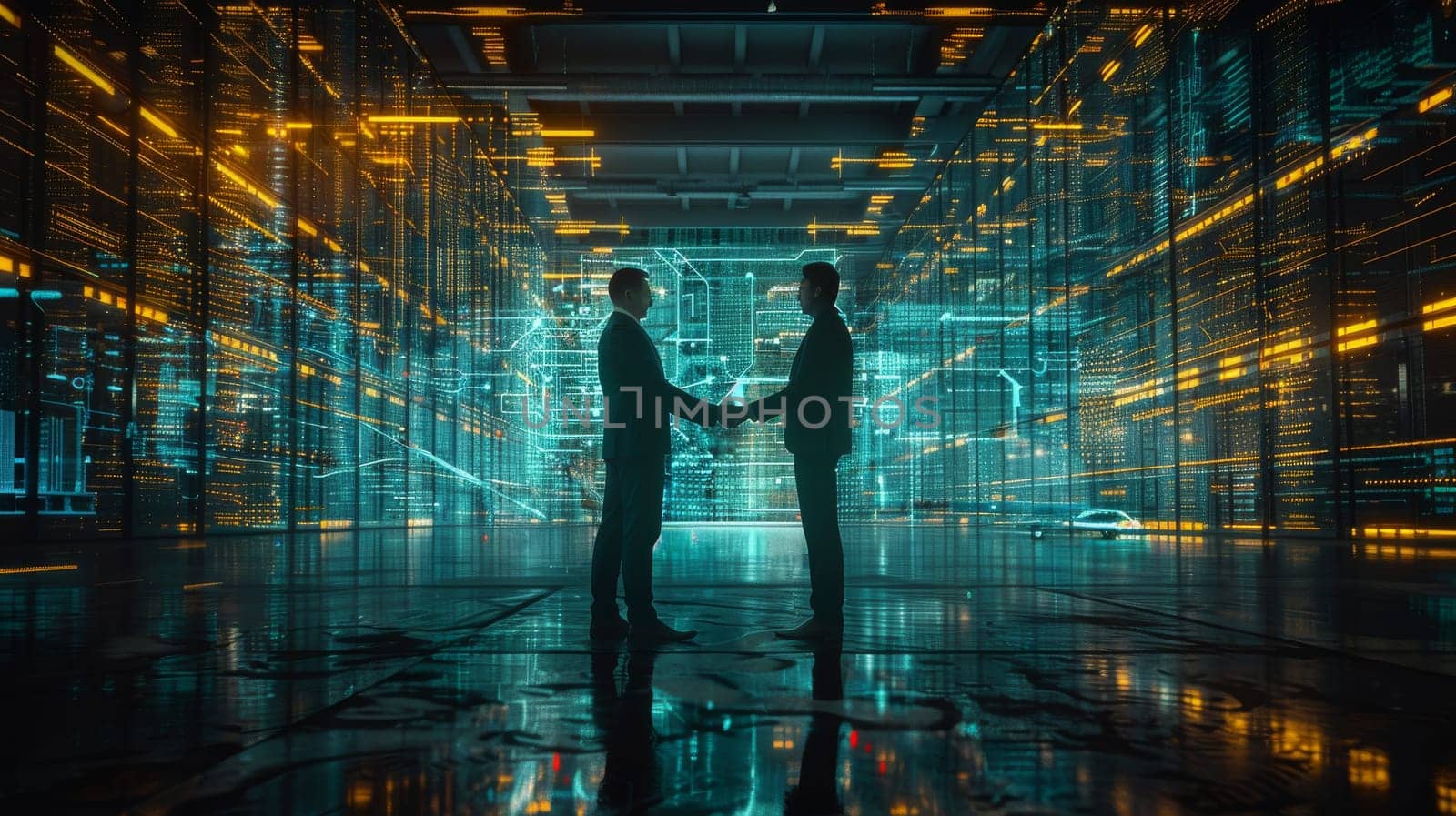 Two Business people handshake symbol of agreement and trust by itchaznong