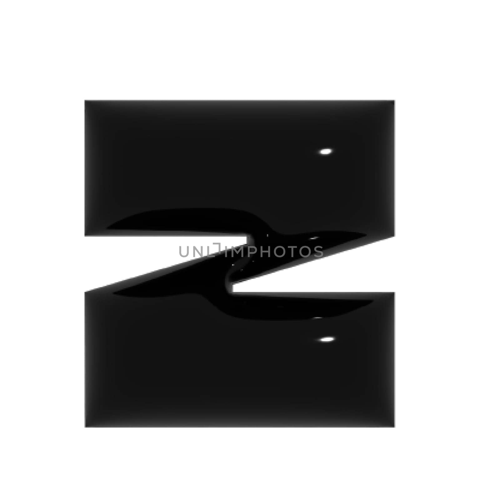 Black metal shiny reflective letter Z 3D illustration by Dustick