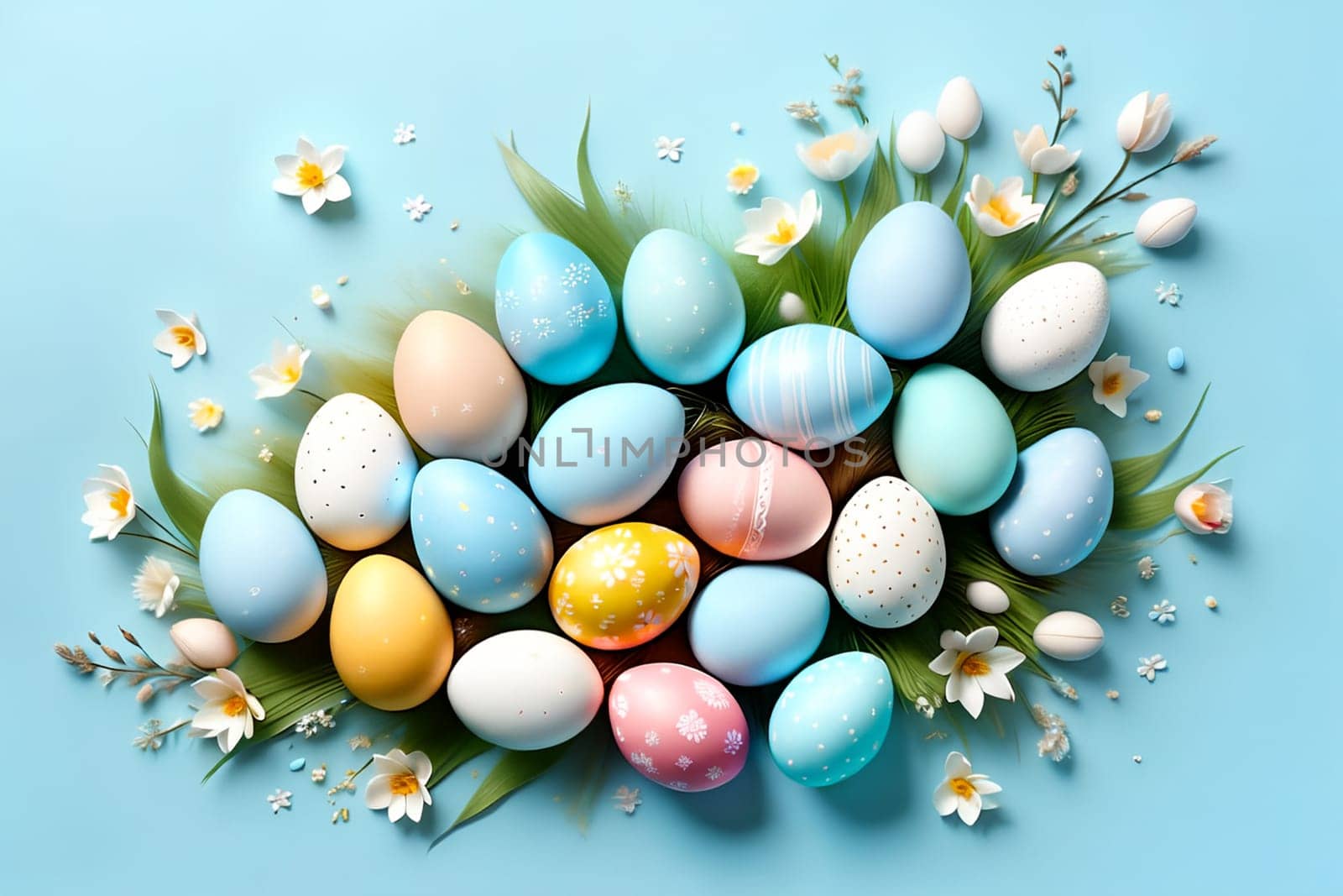 Abstract Easter background, Easter eggs. AI generated image.