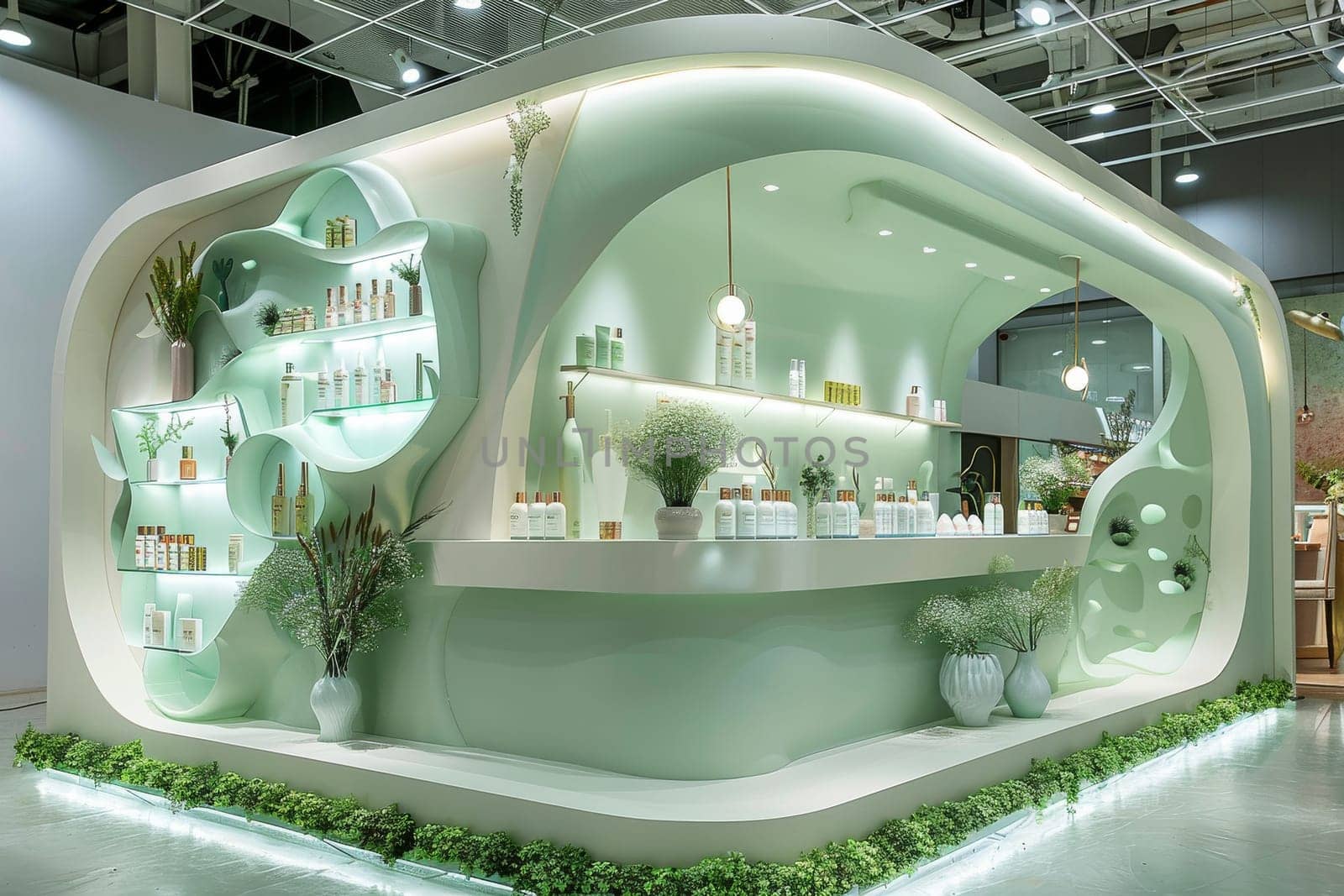 Luxury interior booth of cosmetic product.