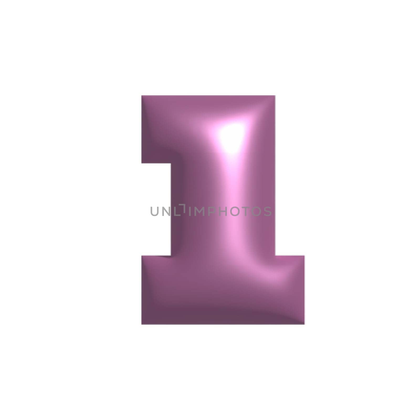 Pink shiny metal reflective number 1 3D illustration by Dustick