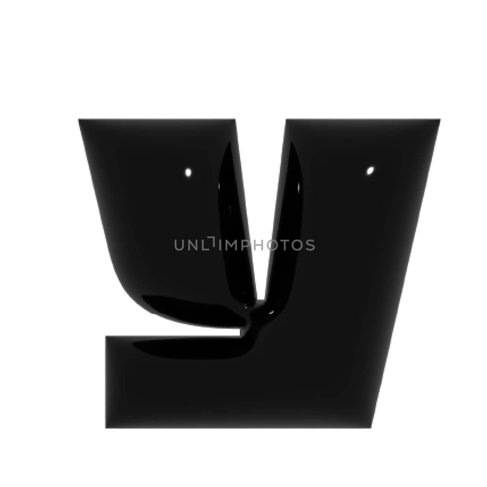 Black shiny metal shiny reflective letter Y 3D illustration