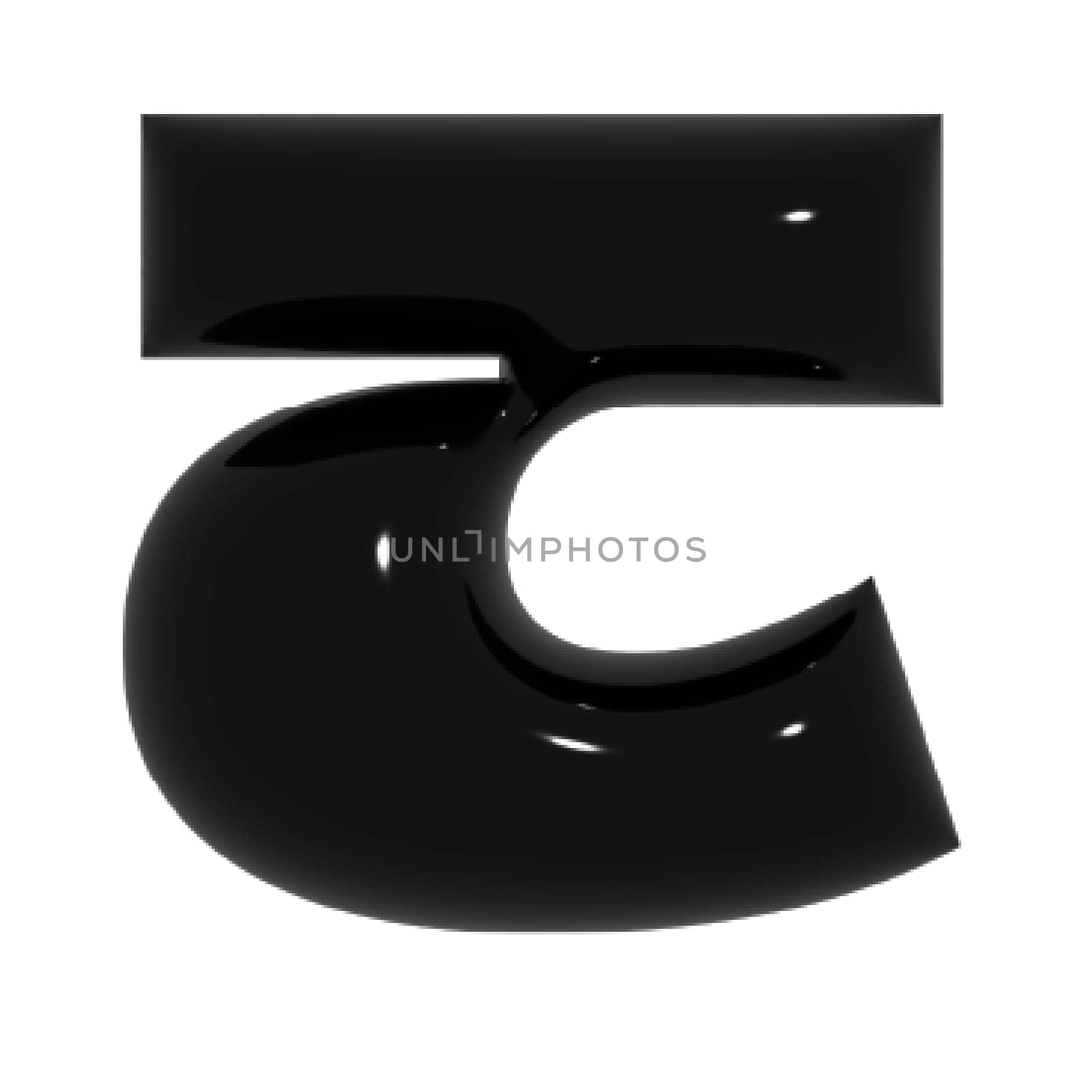 Black shiny metal shiny reflective letter G 3D illustration