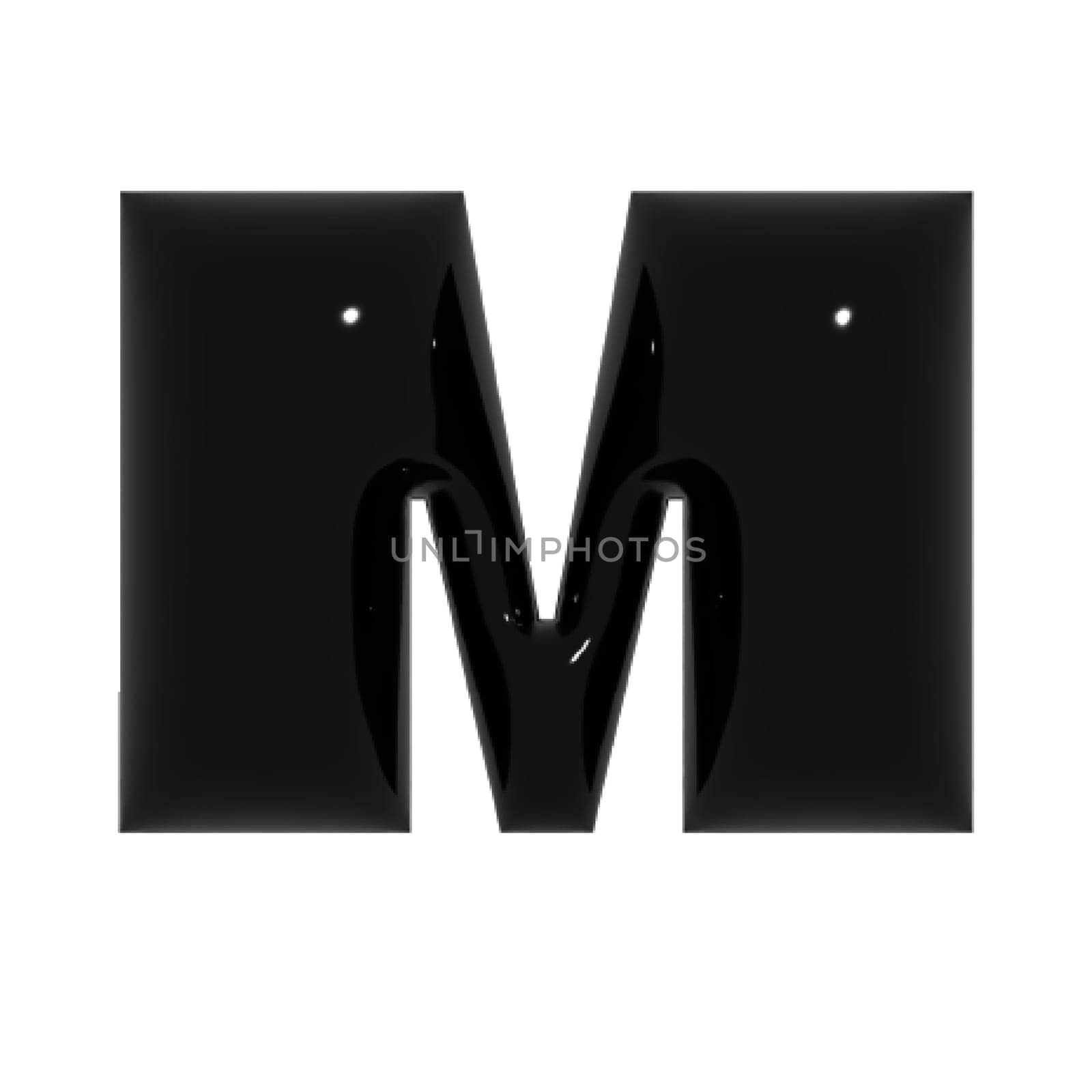 Black metal shiny reflective letter M 3D illustration by Dustick