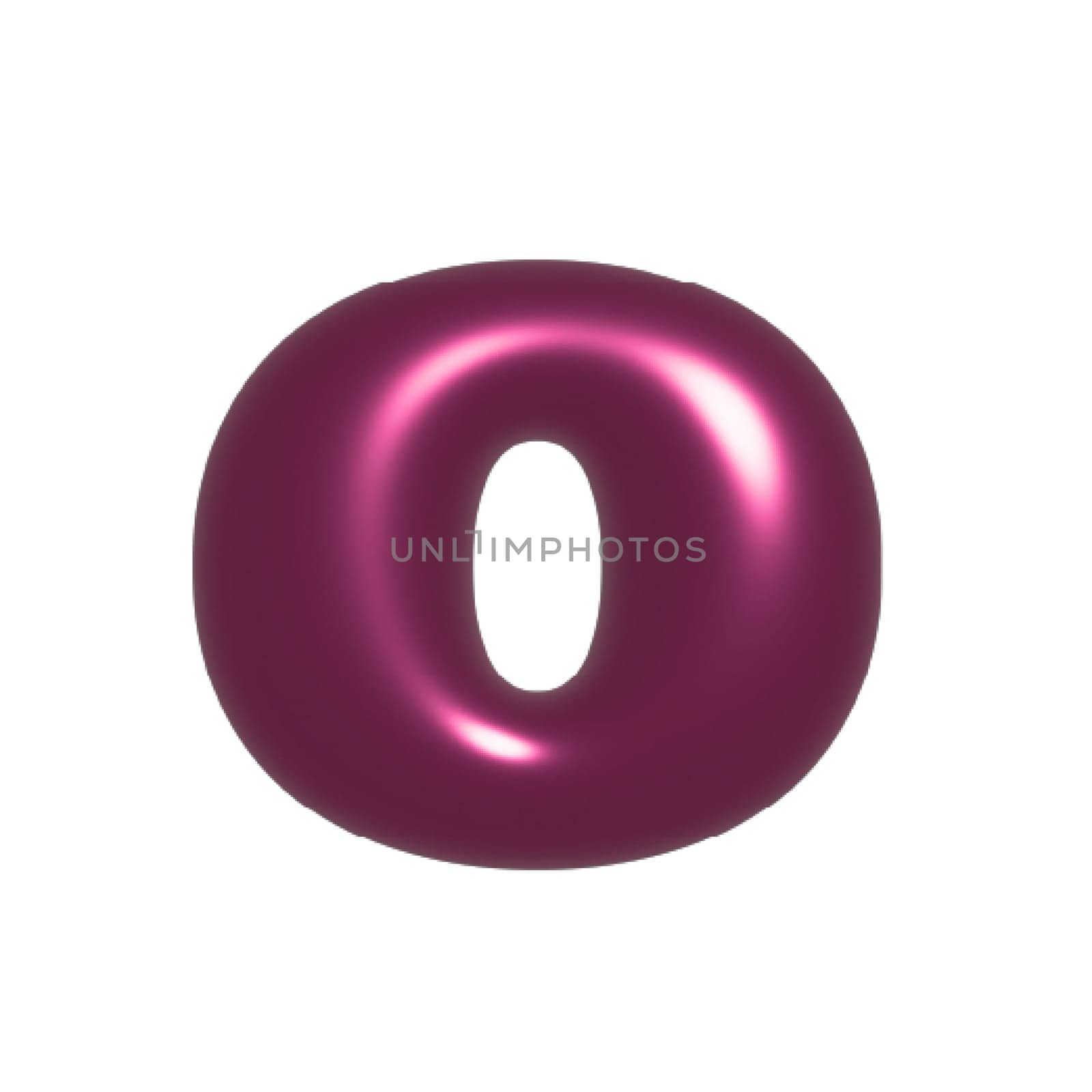 Red metal shiny reflective letter O 3D illustration by Dustick