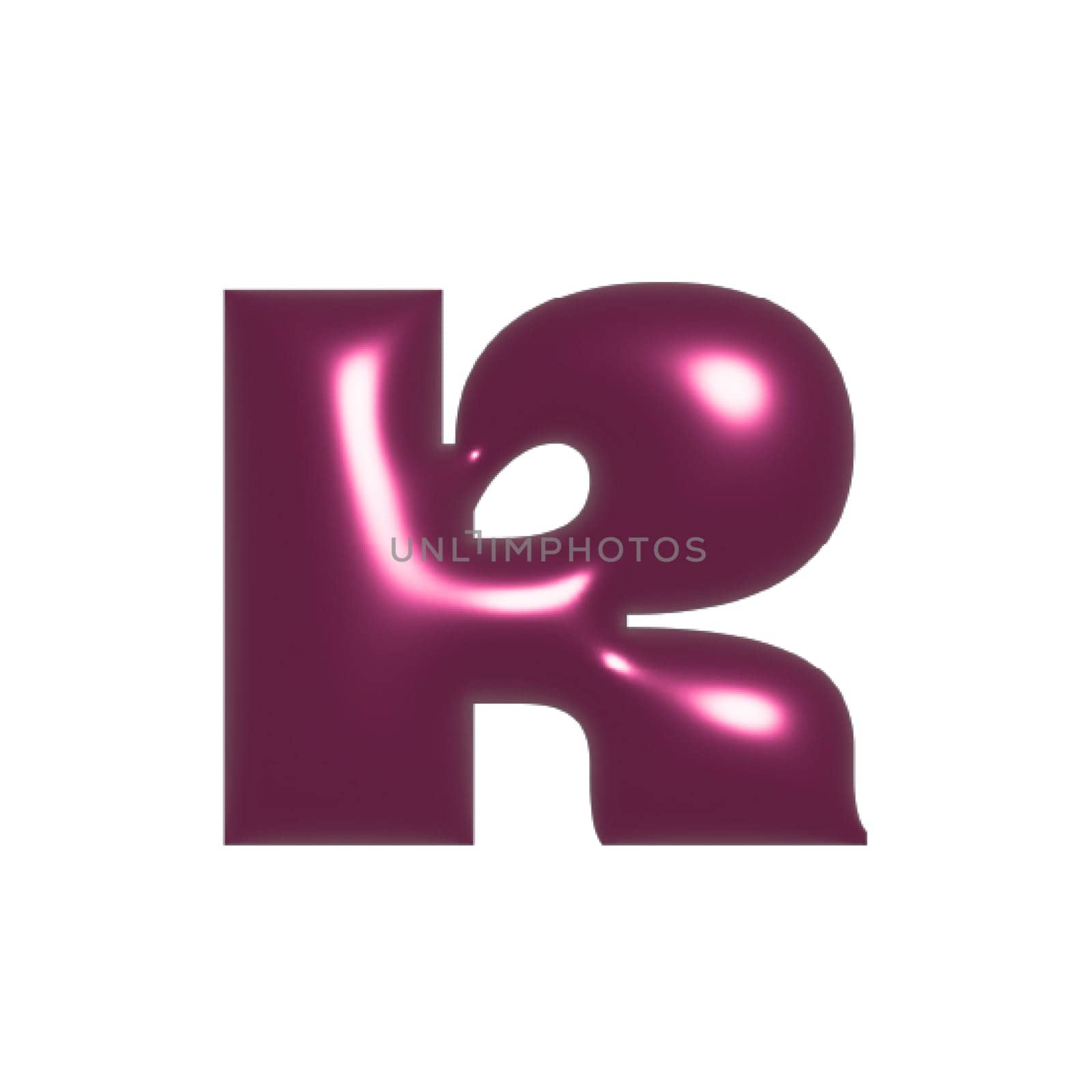 Red metal shiny reflective letter R 3D illustration by Dustick