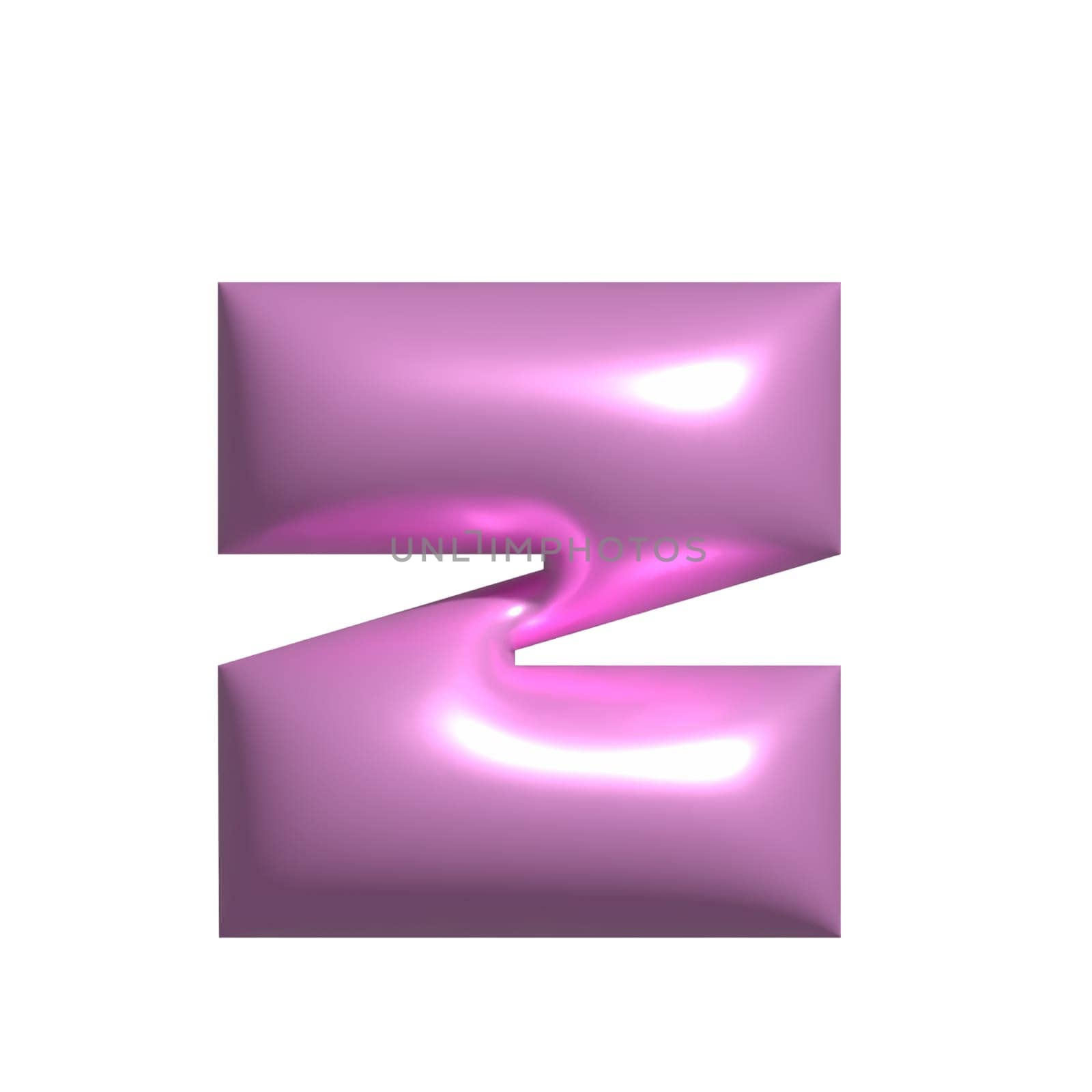 Pink shiny metal shiny reflective letter Z 3D illustration