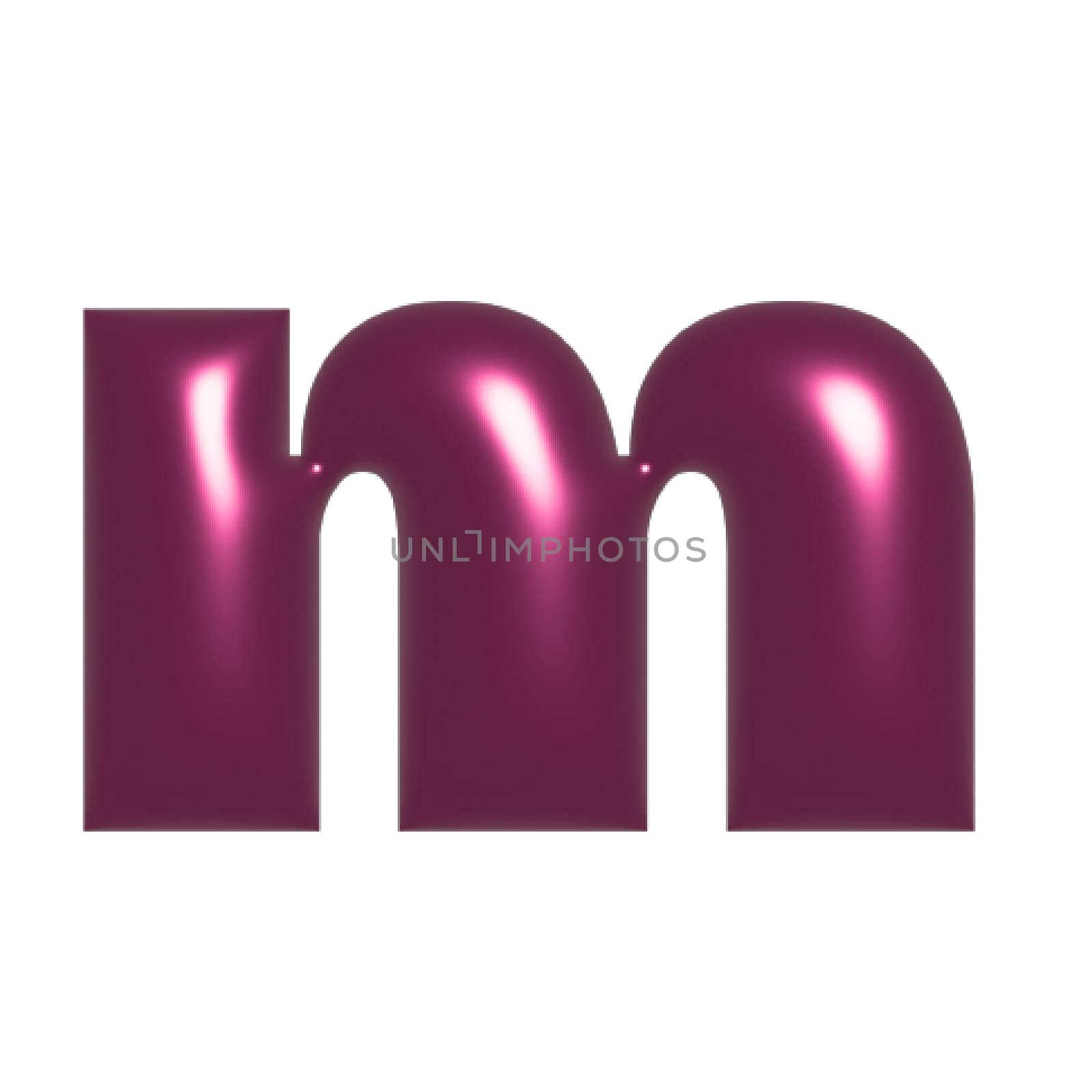 Red metal shiny reflective letter M 3D illustration by Dustick