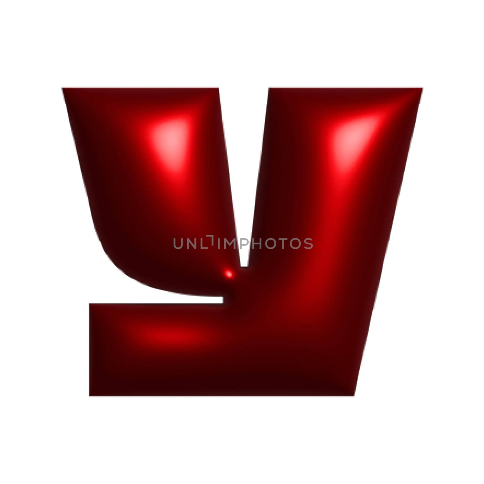 Red shiny metal shiny reflective letter Y 3D illustration