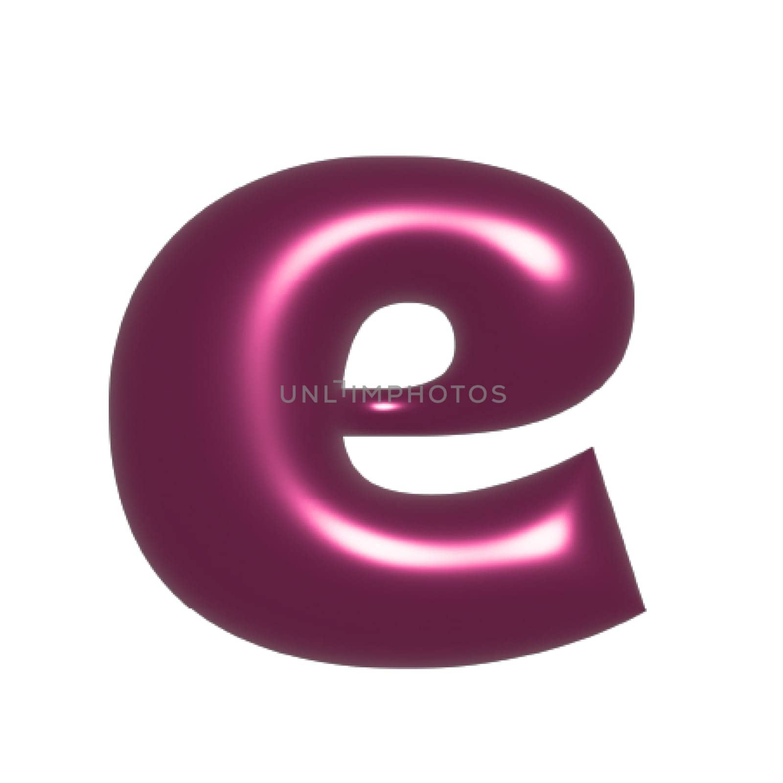 Red shiny metal shiny reflective letter E 3D illustration