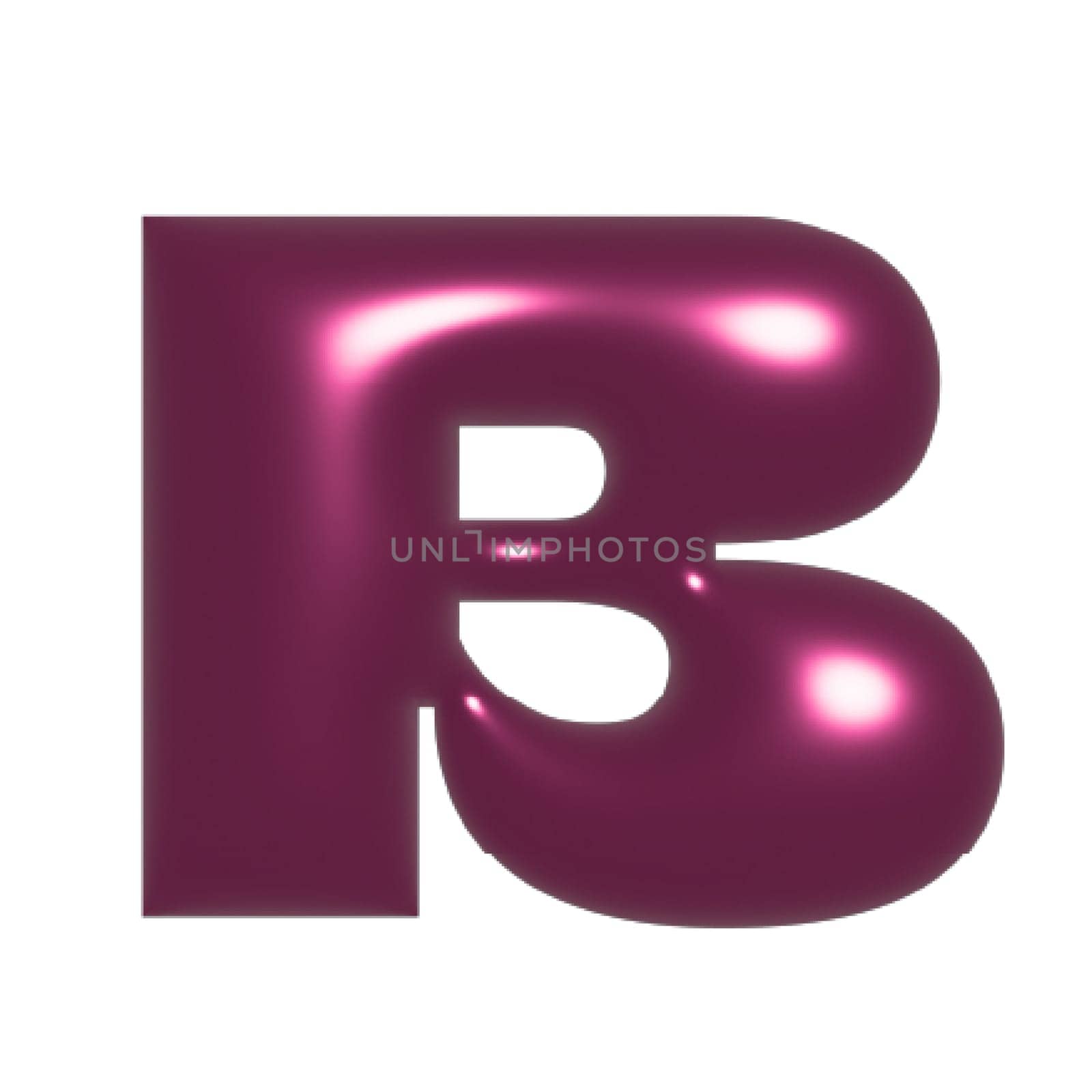 Red metal shiny reflective letter B 3D illustration by Dustick