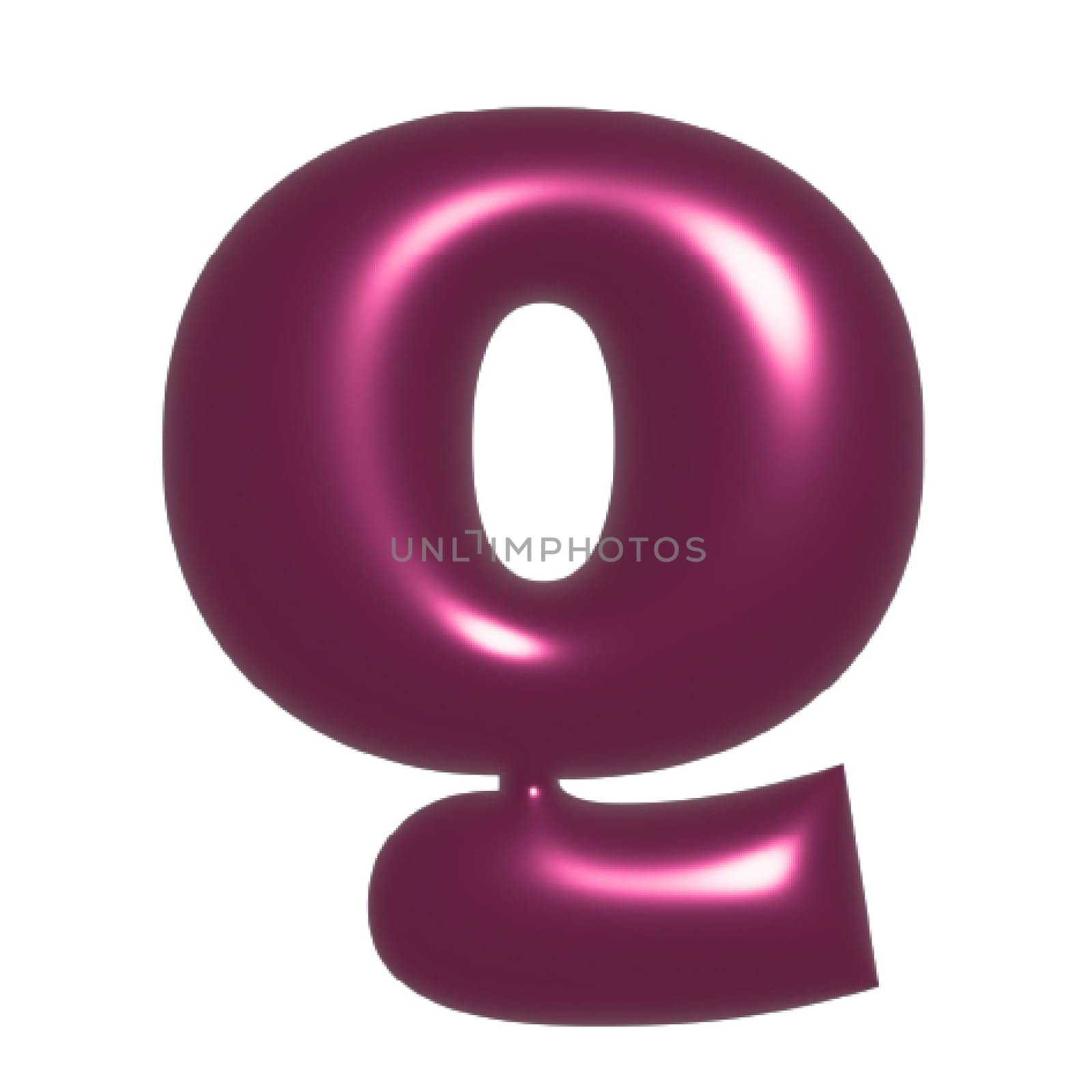 Red metal shiny reflective letter Q 3D illustration by Dustick