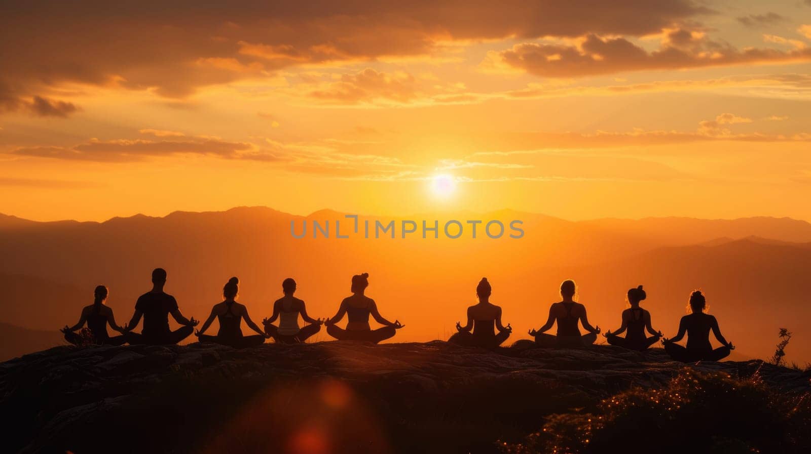 Sunrise Yoga Session on Mountain Peak. Resplendent. by biancoblue