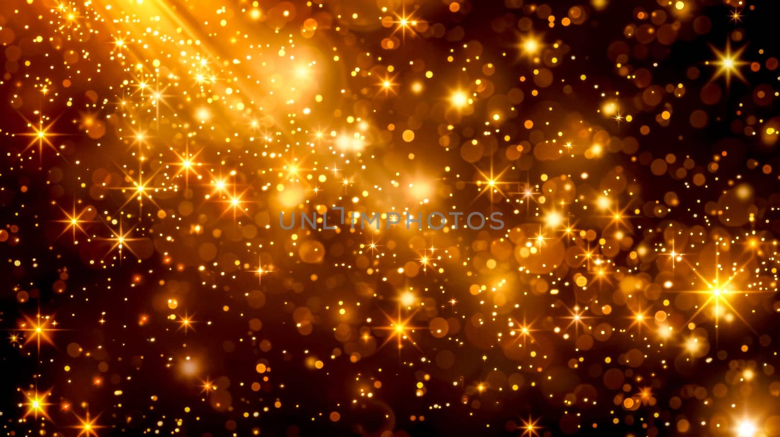 Radiant and vibrant golden sparkling bokeh background with glittering lights and abstract festive luxury shimmer for holiday celebration decoration