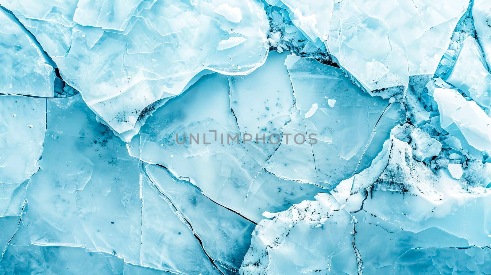High-detail aerial view of cracked ice giving an abstract natural background