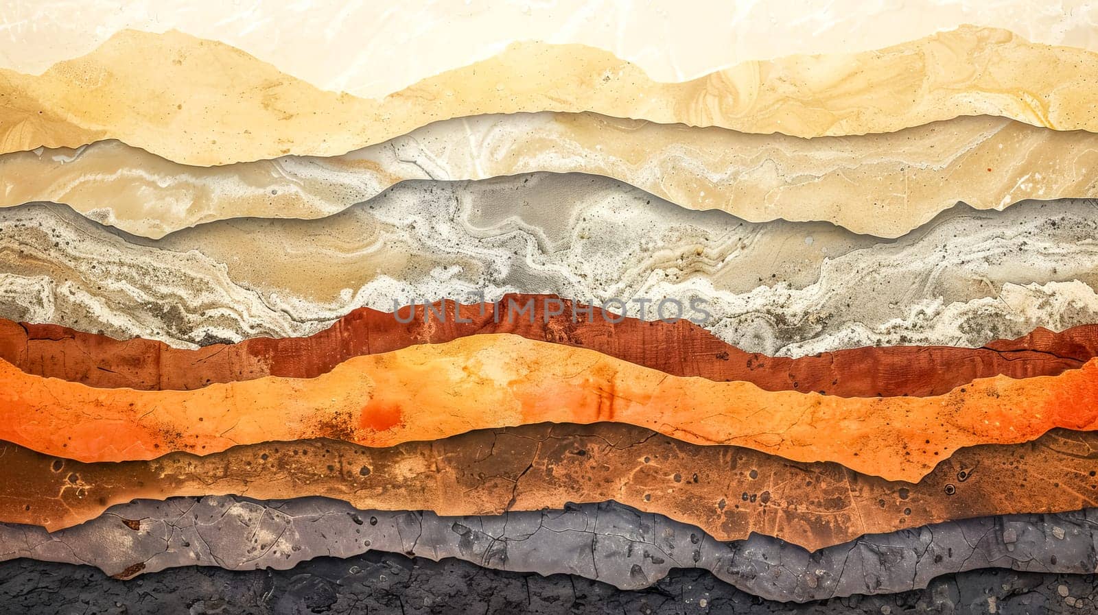 Abstract, multilayered artwork with a rich palette of earth tones