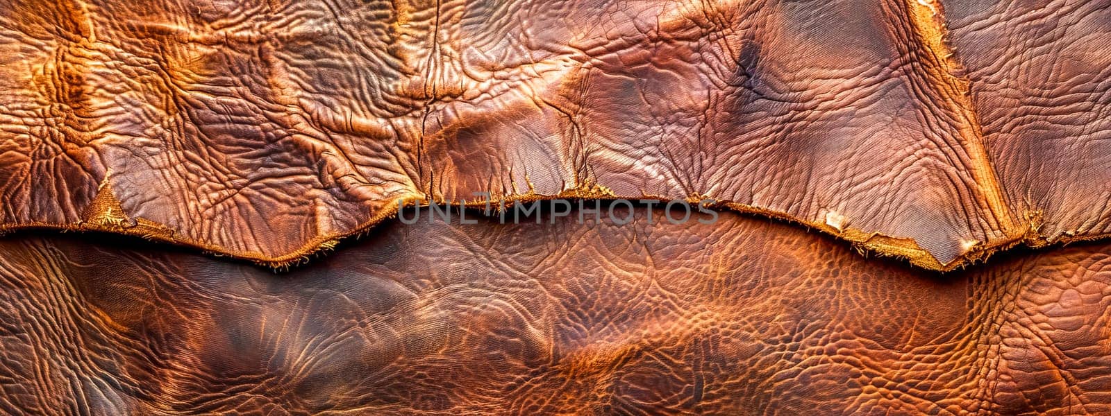 Close-up high-resolution detail of luxurious. Genuine brown textured leather material with natural. Organic pattern and traditional craftsmanship. Perfect for fashion. Upholstery