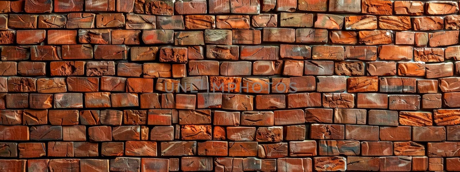 High-resolution image capturing the details of a weathered red brick wall