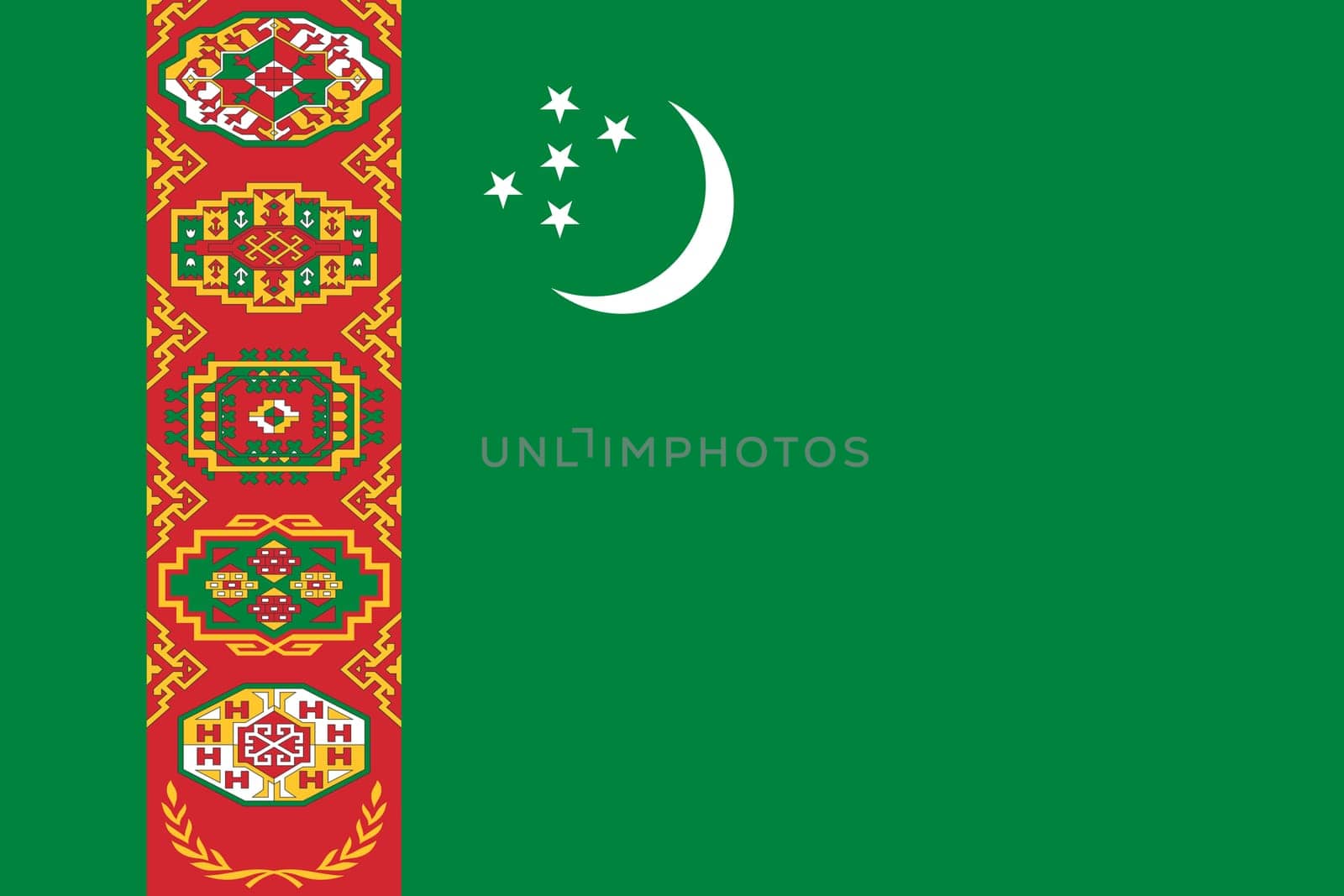 Turkmenistan flag background illustration green moon stars by VivacityImages
