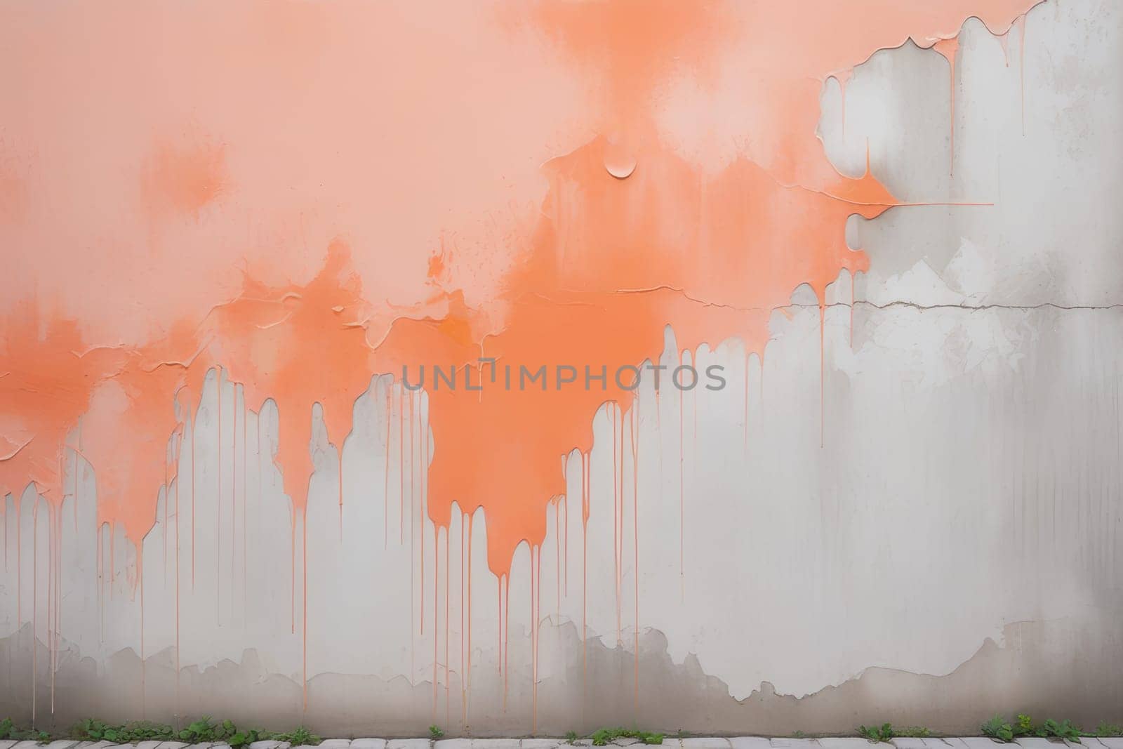 Paint Texture in peach Colors with visible Brush Strokes. Artistic background on a concrete wall. by Annu1tochka