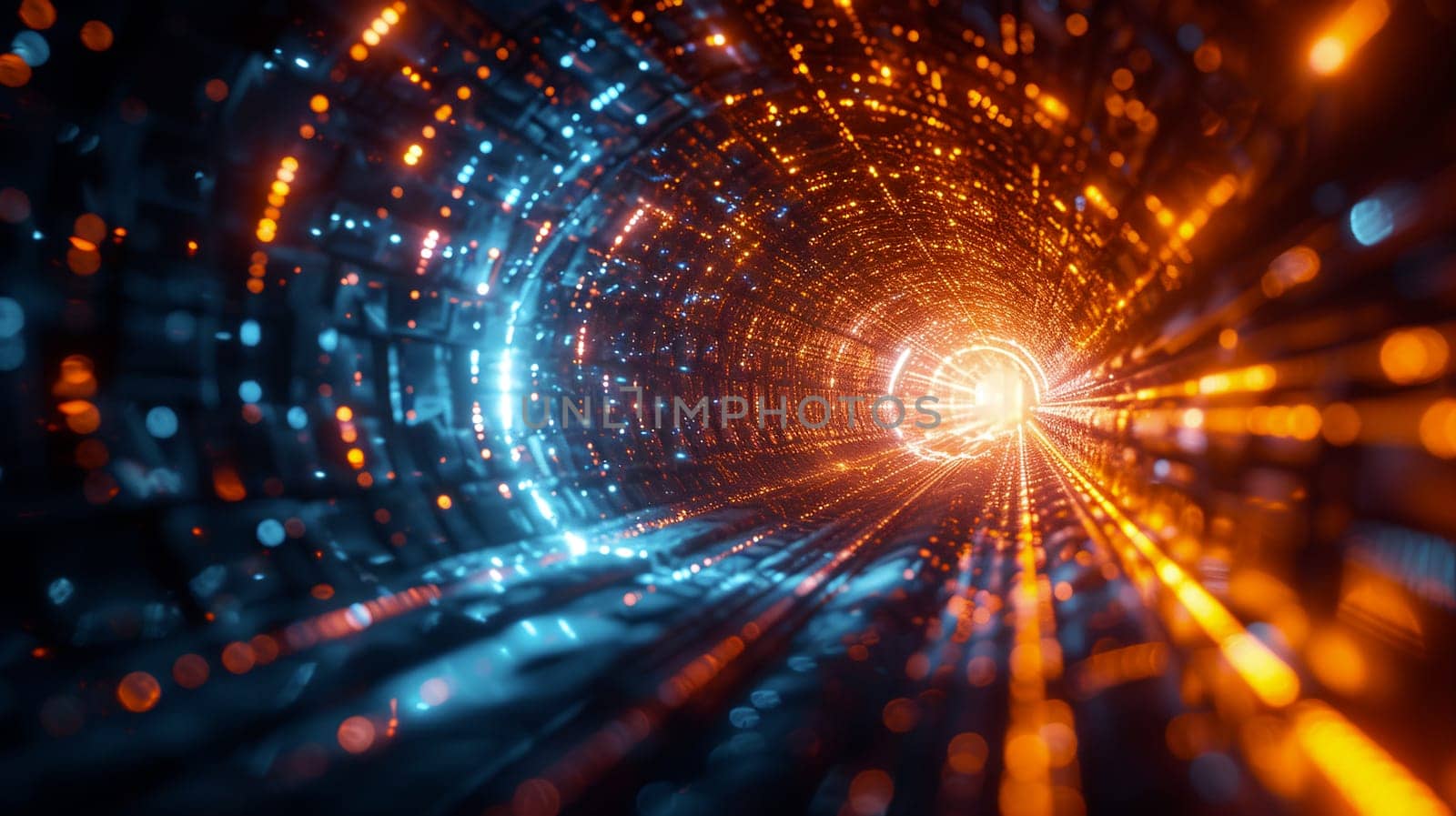 Abstract Light Tunnel Visualization With Vibrant Bokeh Effects by chrisroll