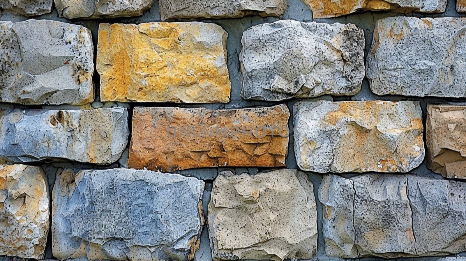 A close up of a stone wall with different colors